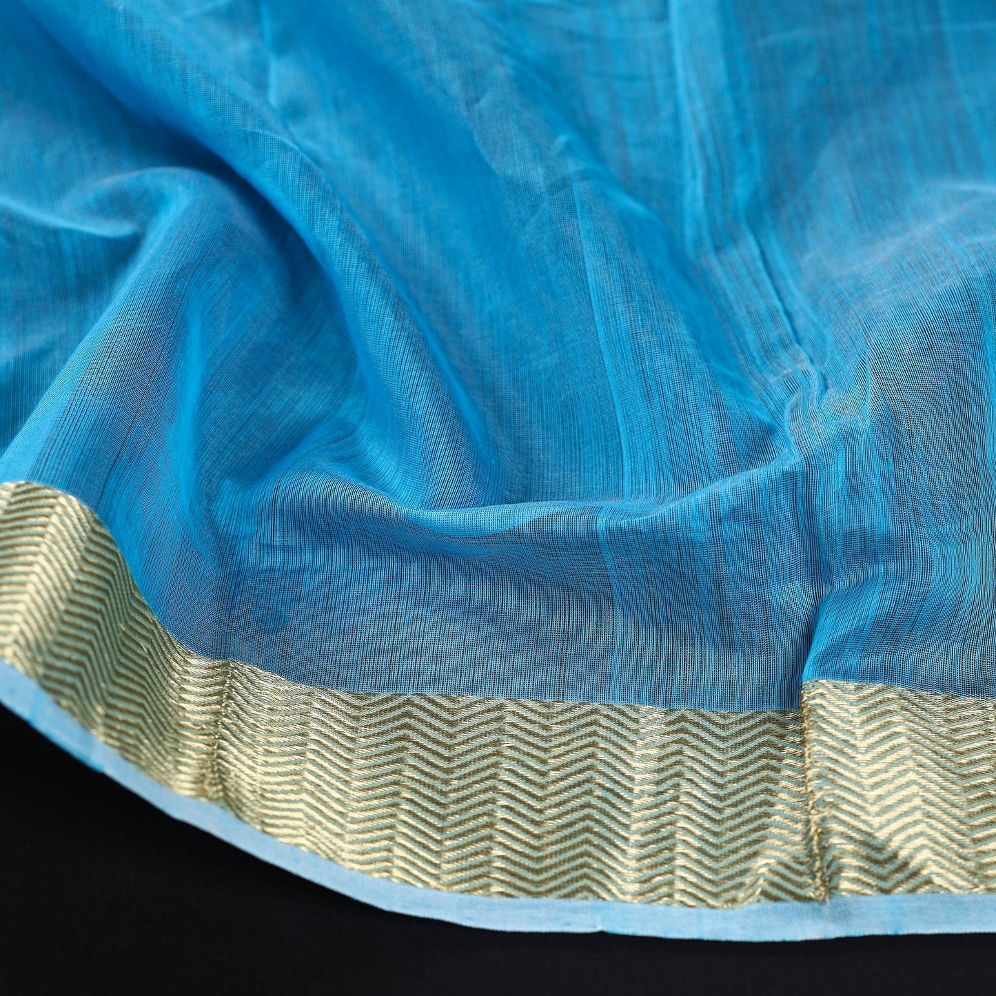 Blue - maheshwari silk blouse piece 06 - handcrafted