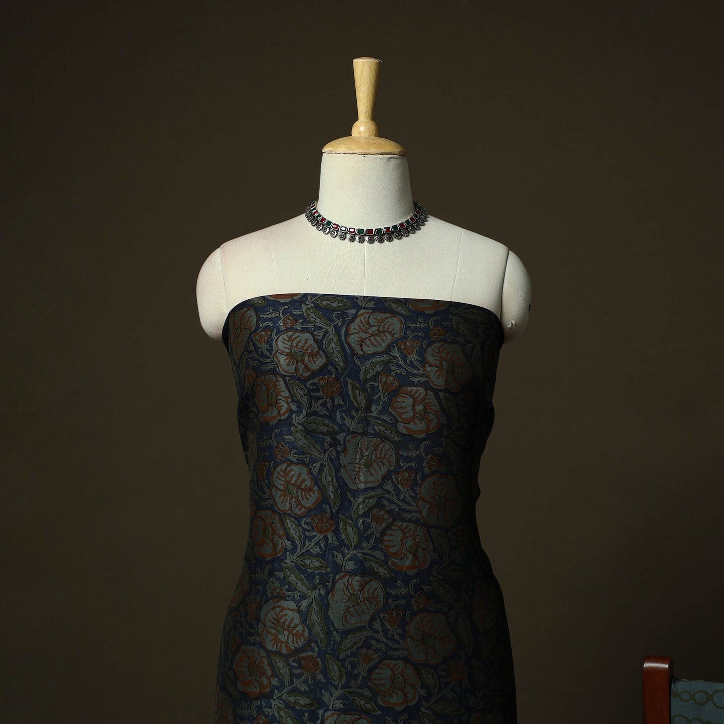 Maheshwari silk hand block bagru print 3pc unstitched dress