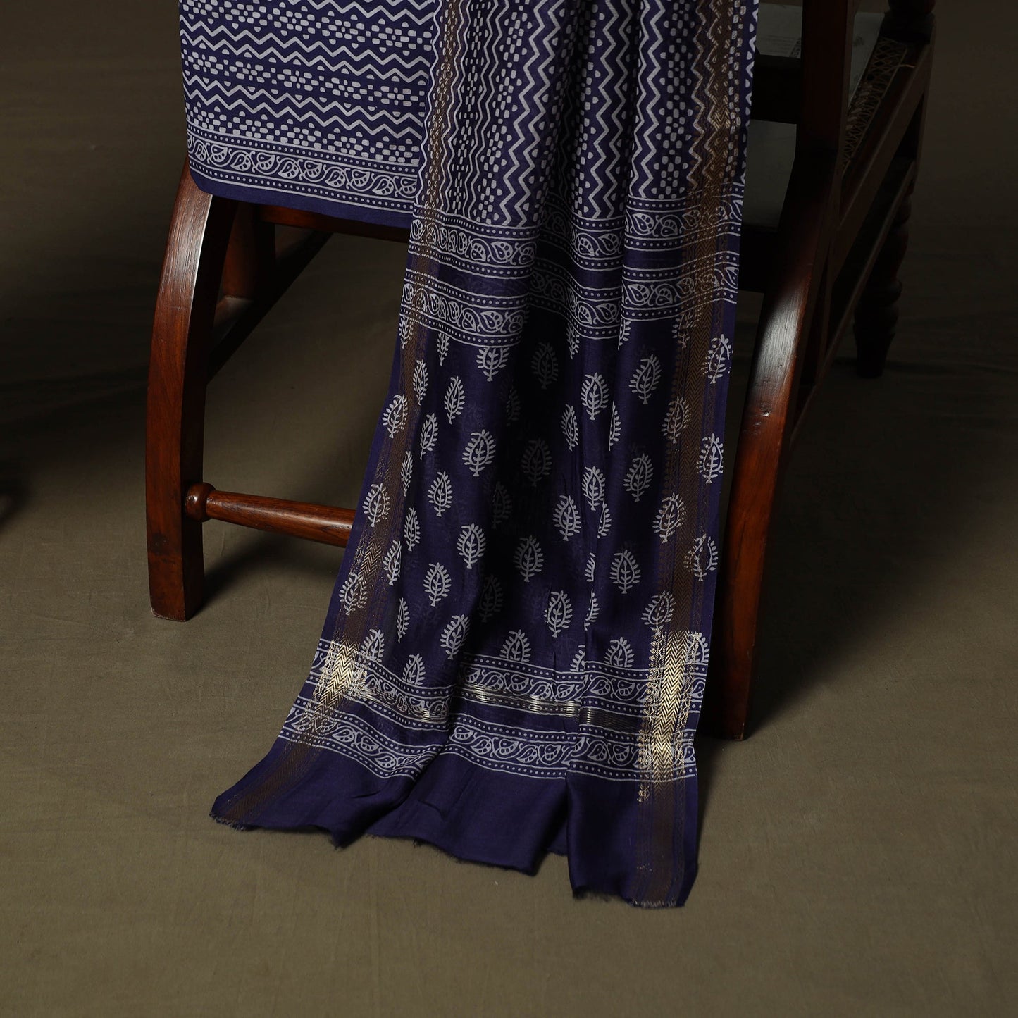 Maheshwari silk hand block jaipur print 3pc unstitched