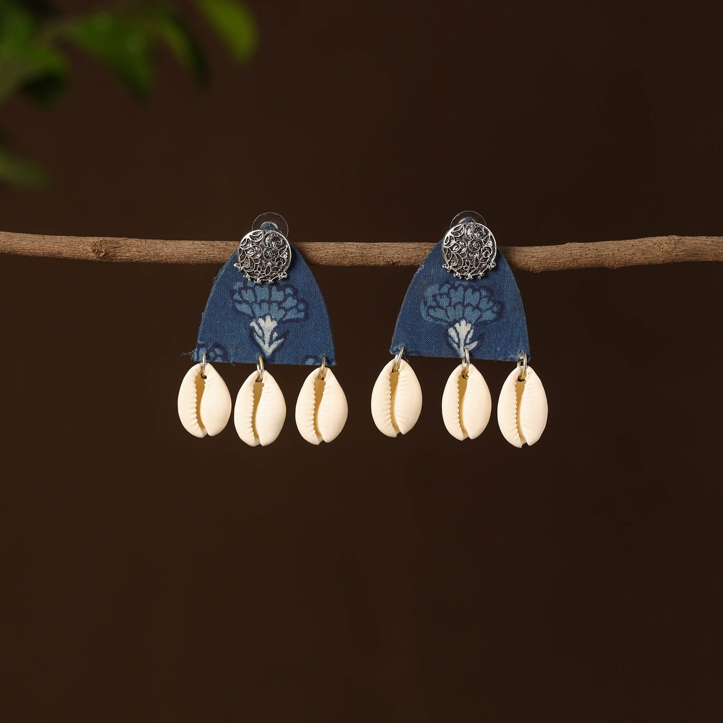 Mahima Fabart Shell Work Earrings Online