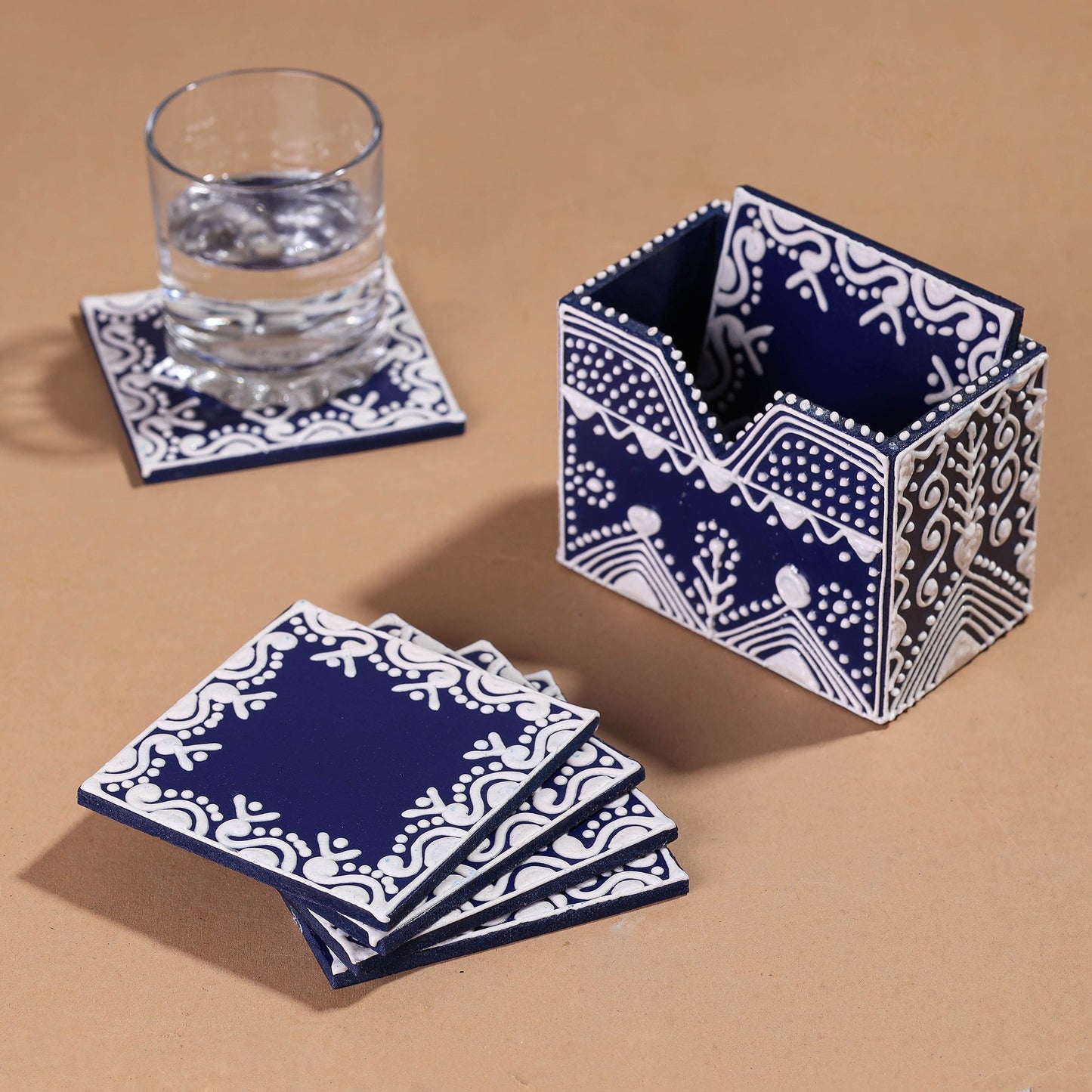 Mandana Art Handpainted Paper Mache Coasters