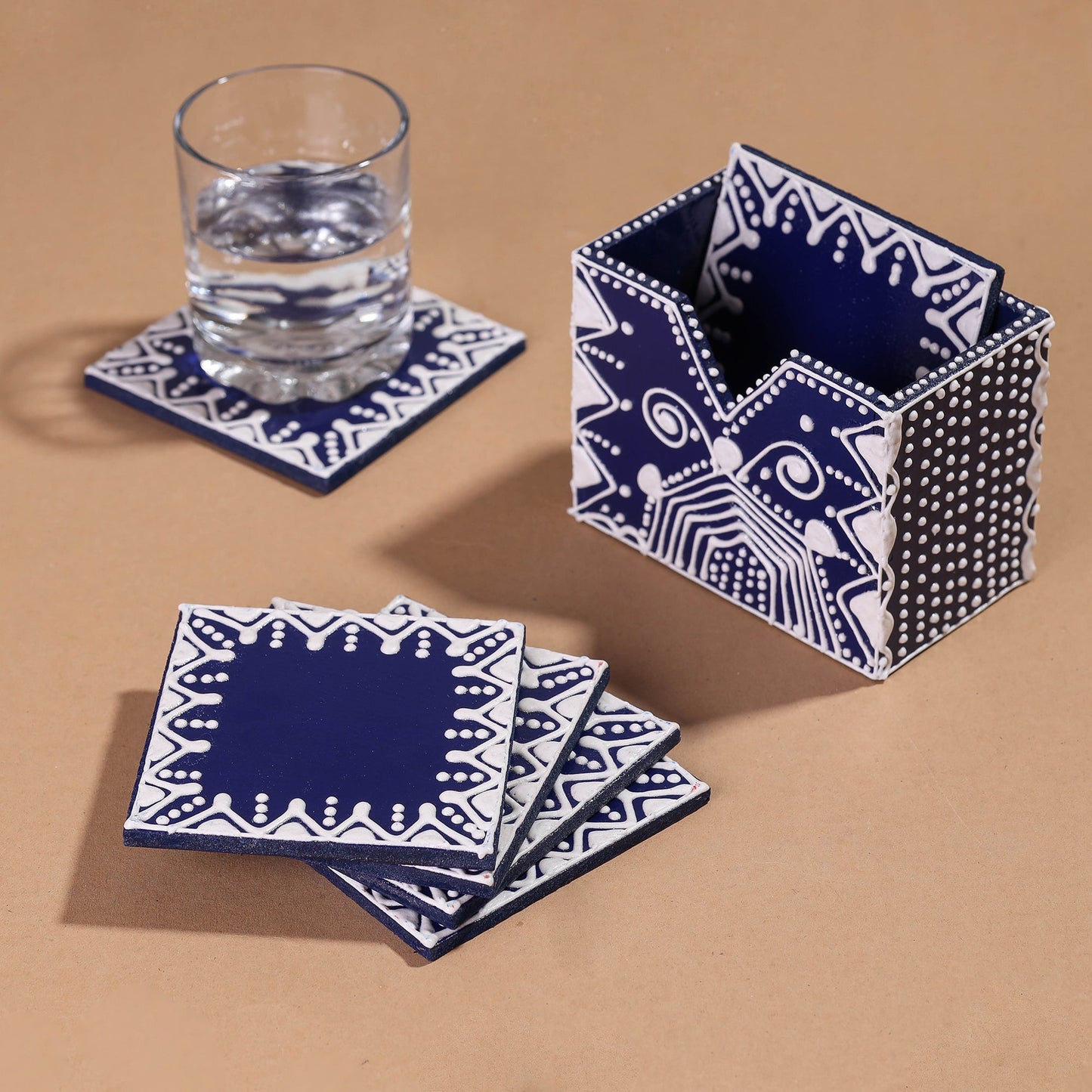 Mandana Art Handpainted Paper Mache Coasters