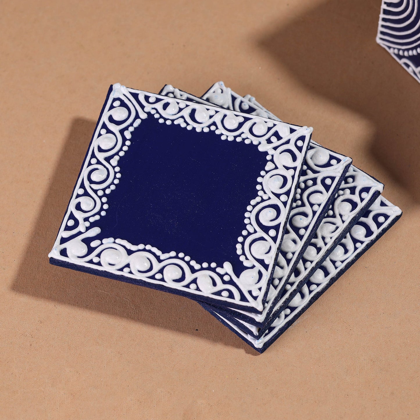 Mandana Art Handpainted Paper Mache Coasters