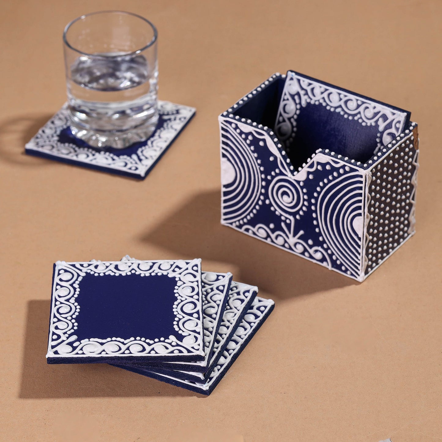 Mandana Art Handpainted Paper Mache Coasters