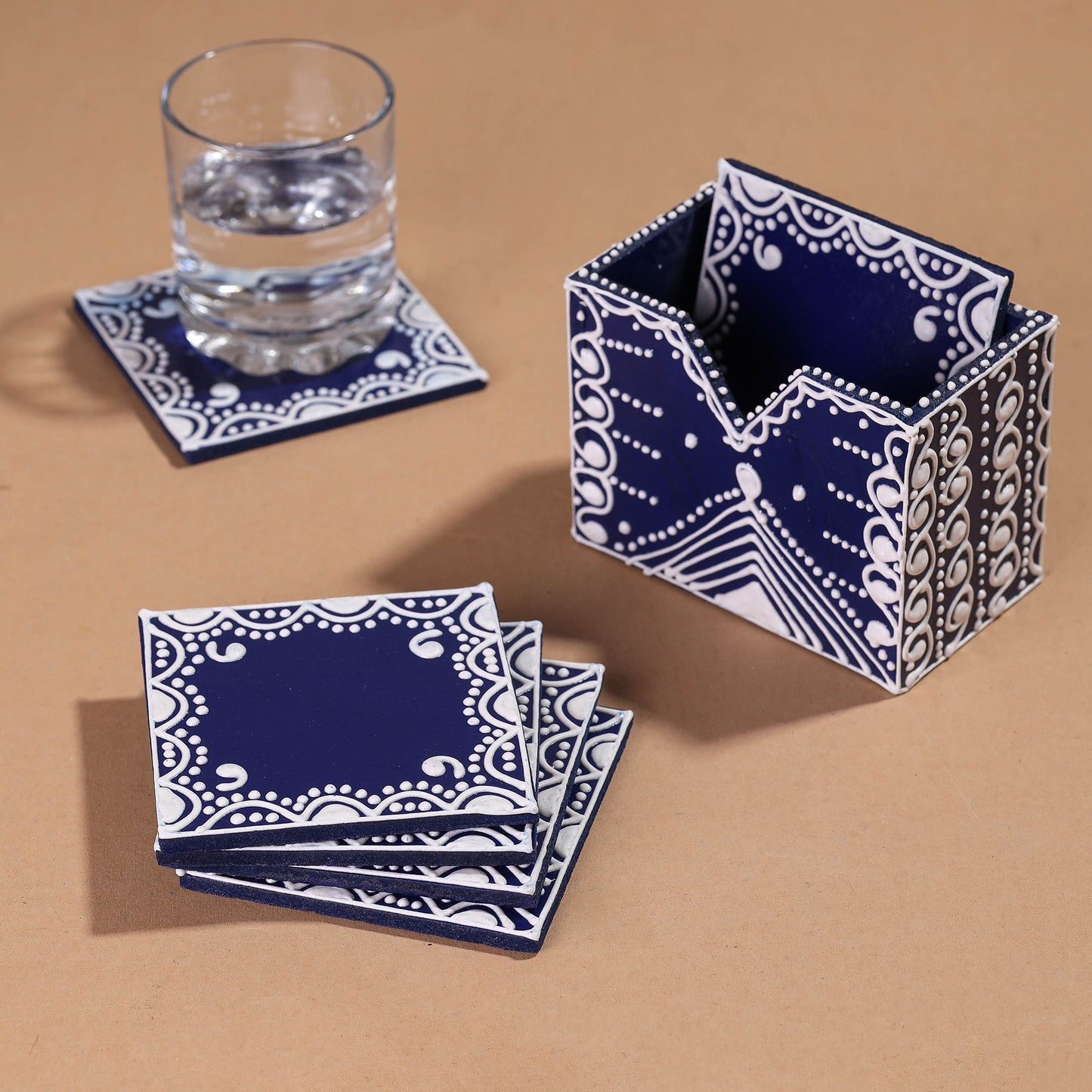 Mandana Art Handpainted Paper Mache Coasters