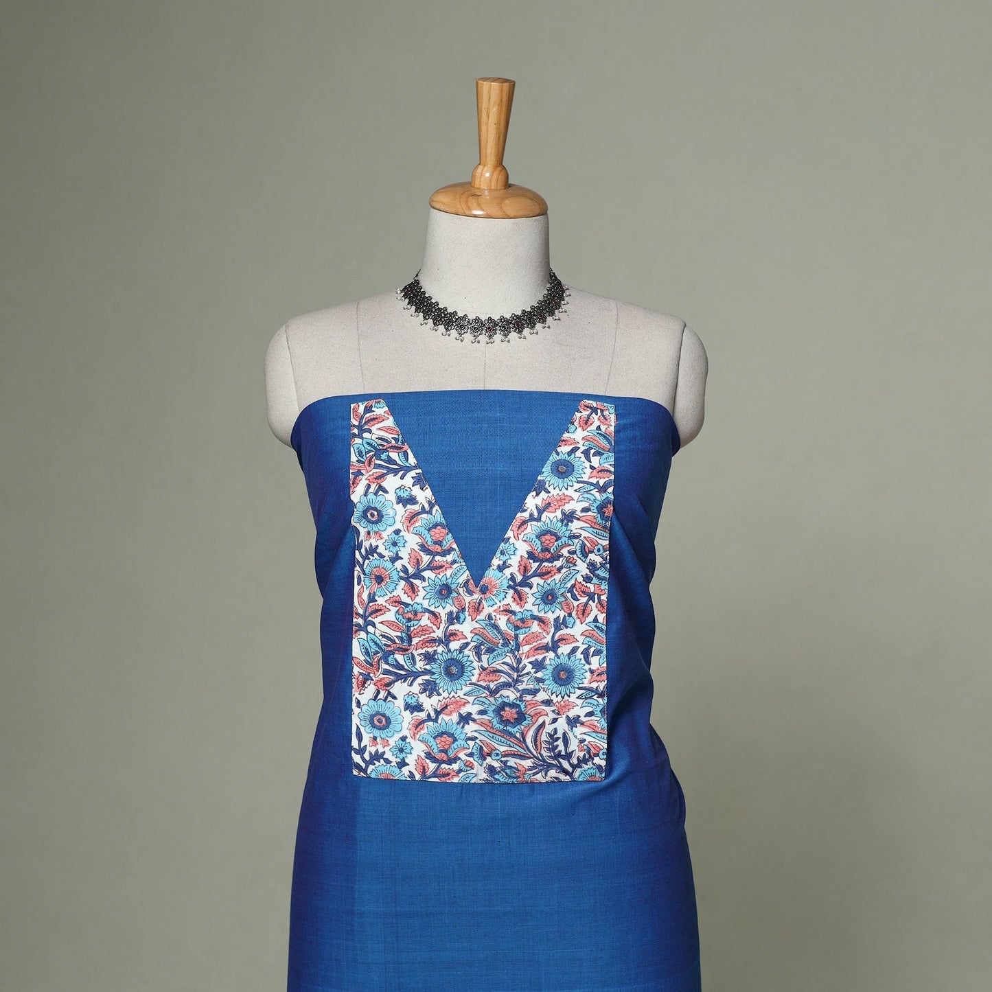 Mangalagiri handloom cotton patchwork unstitched kurta