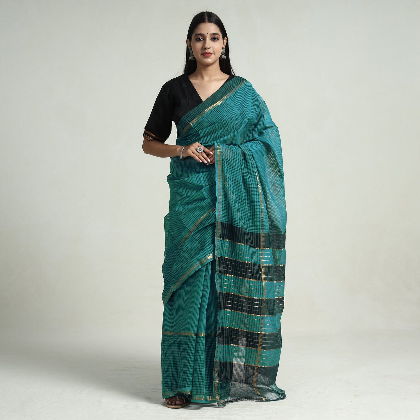 Mangalagiri Missing Checks Cotton Handloom Saree