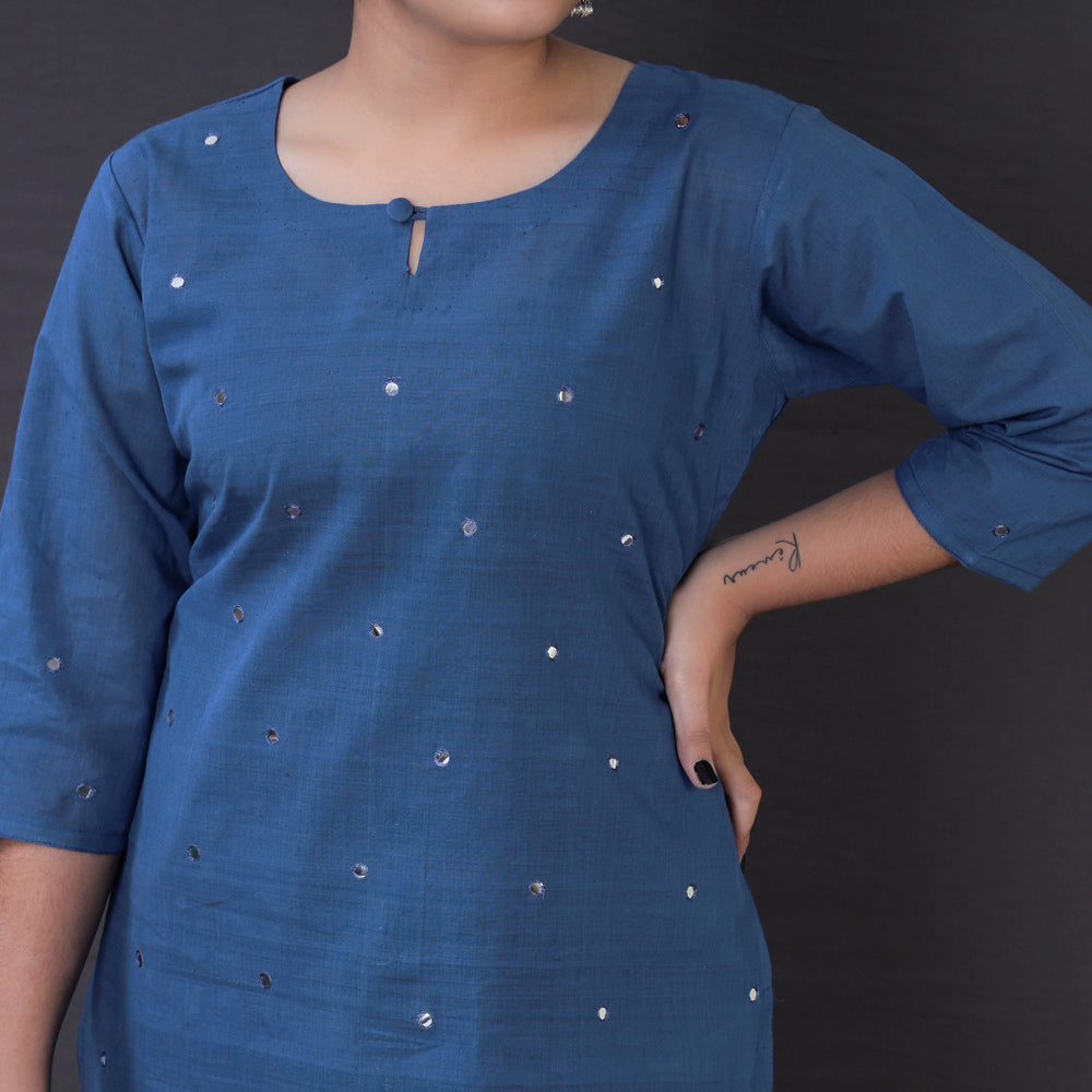 iTokri Casuals - Mangalagiri Pure Handloom Cotton Embroidered Long Kurta