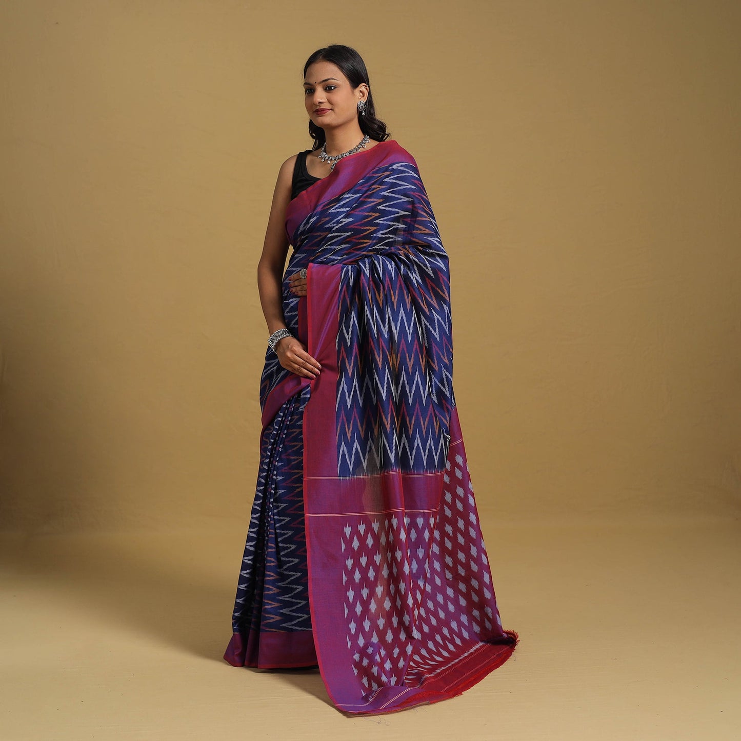 Mercerised Cotton Handloom Pochampally Ikat Saree