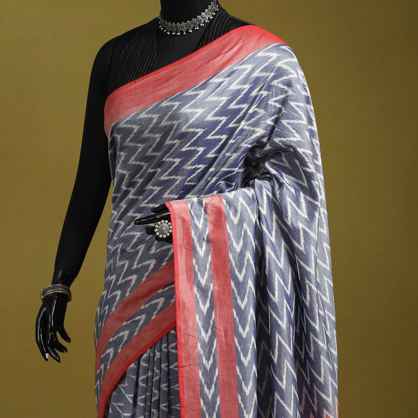 Purple - mercerised cotton handloom pochampally ikat saree