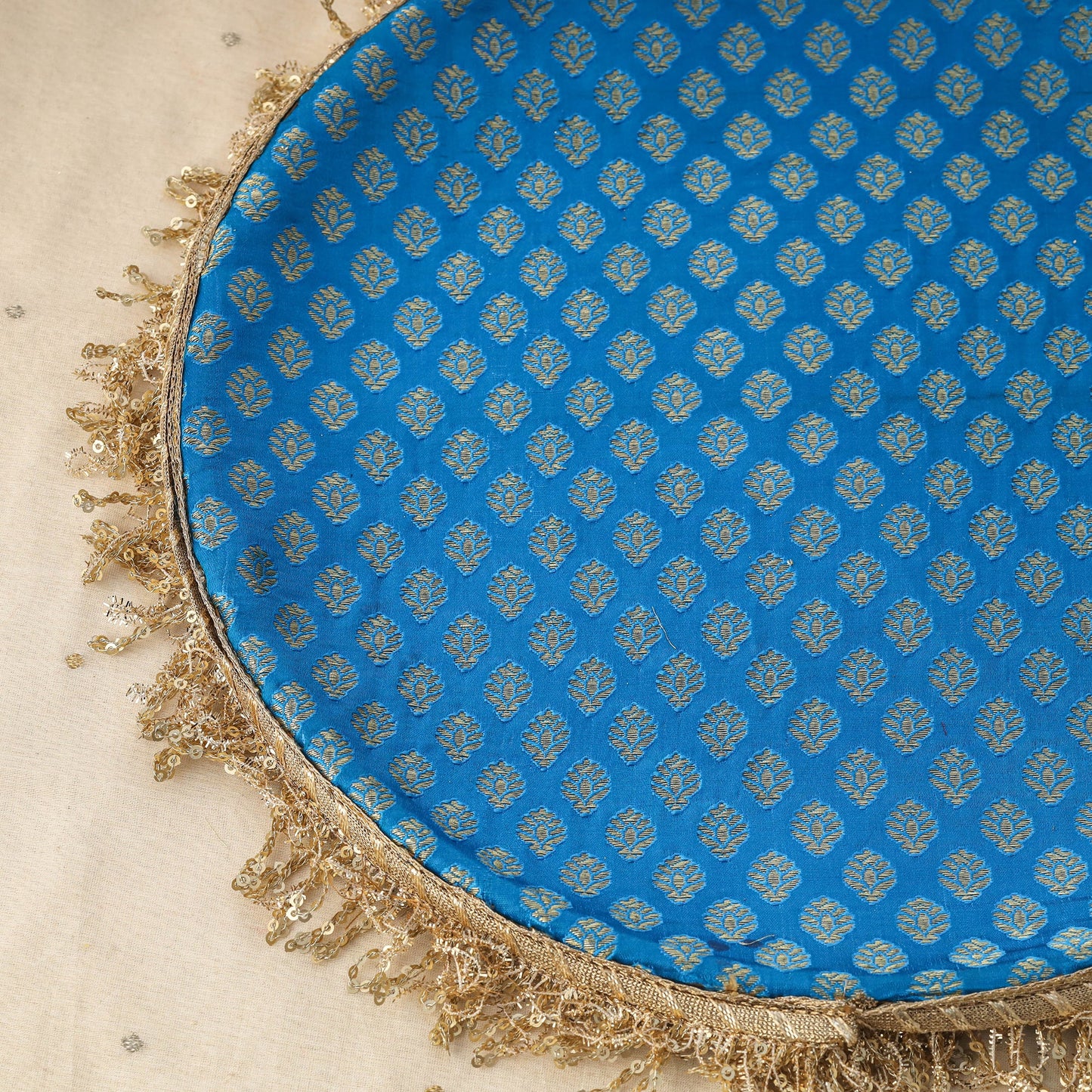 Blue mirror karwa chauth thali set 03 - handcrafted