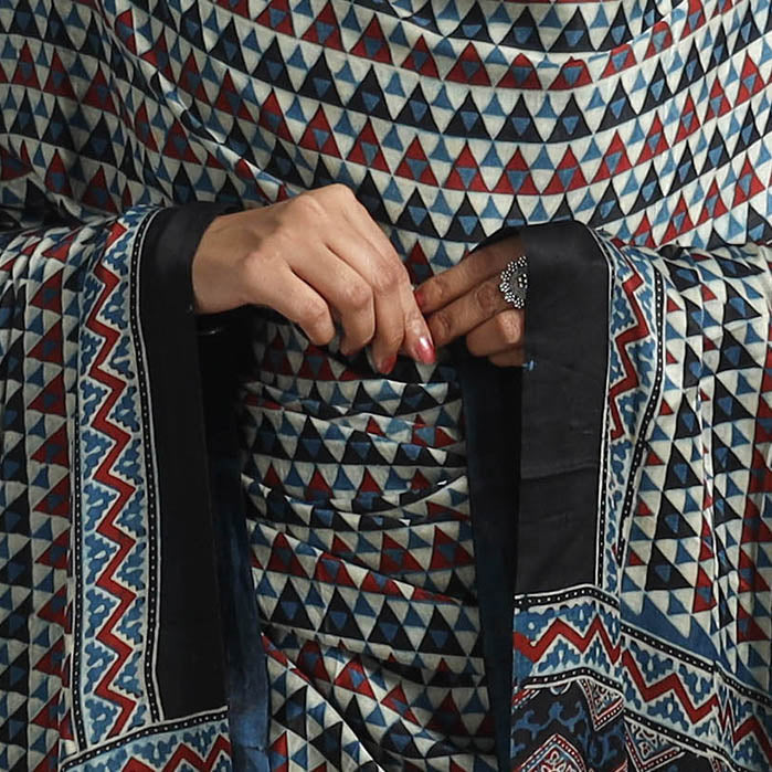 Blue - modal silk dupatta 29 - handcrafted