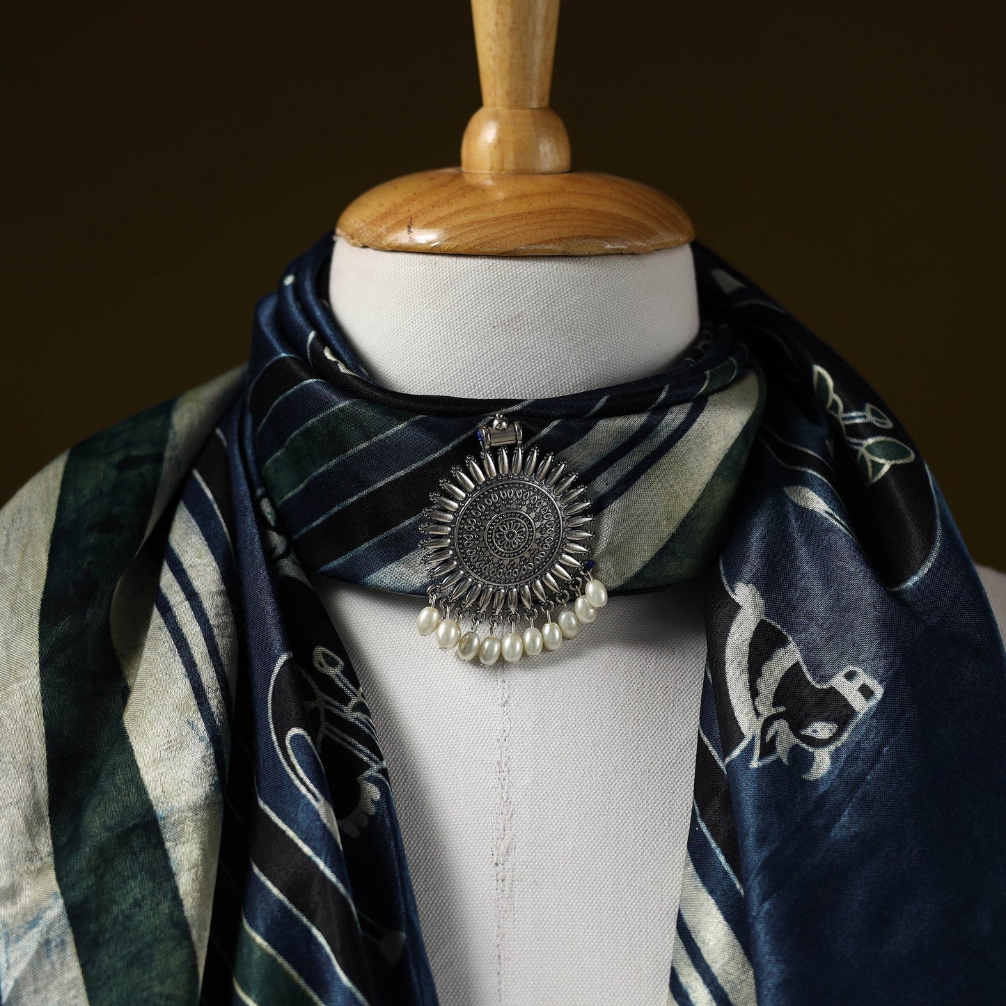 Modal silk pendant necklace scarf 24 - handcrafted