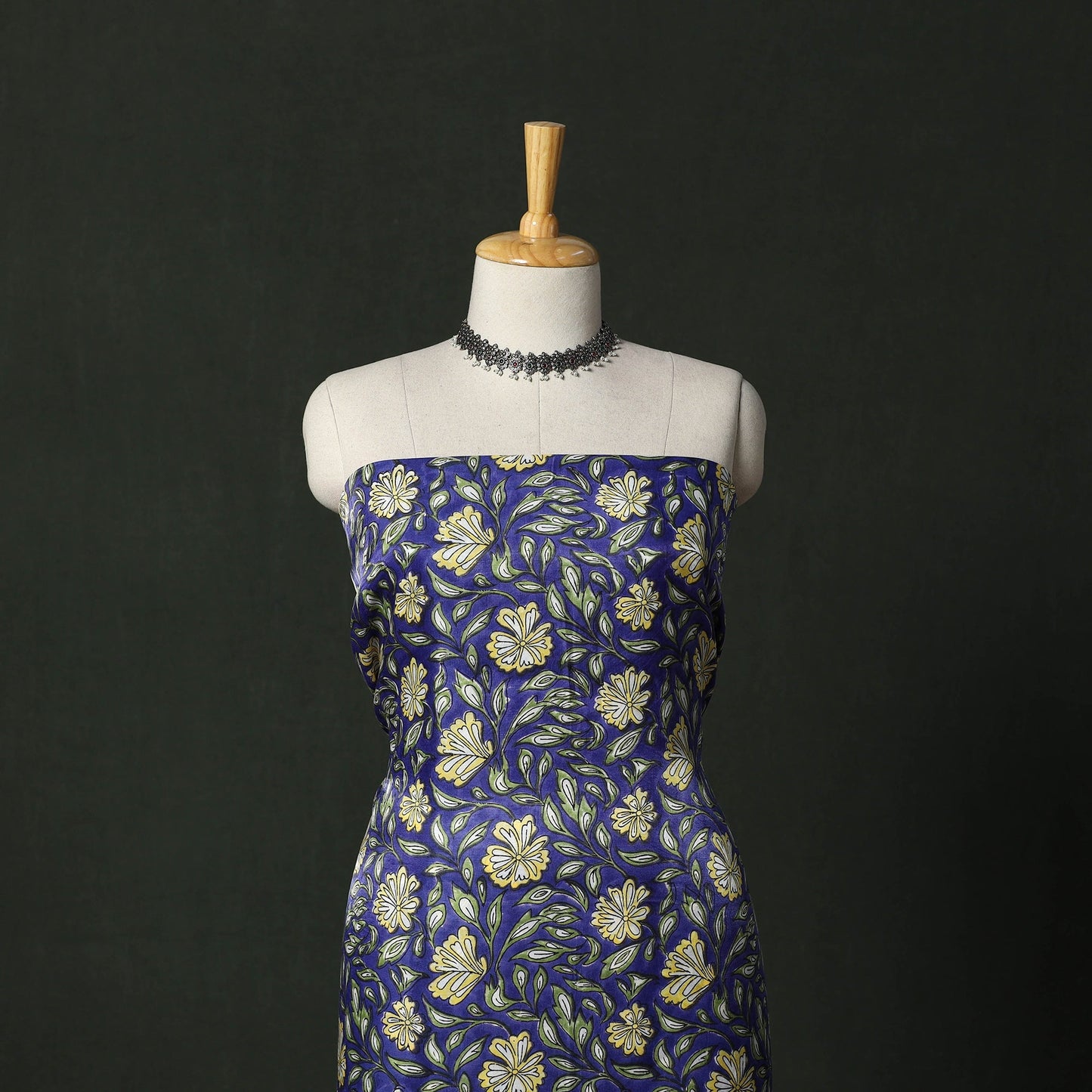Modal silk hand block sanganeri print 2pc unstitched dress