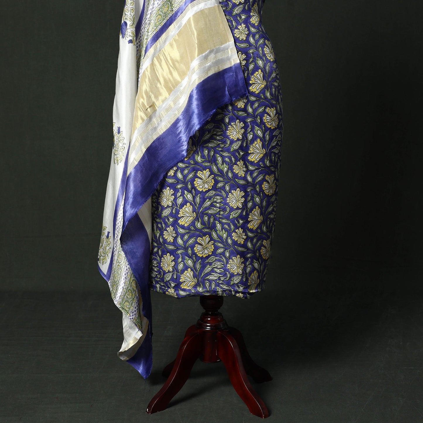 Modal silk hand block sanganeri print 2pc unstitched dress