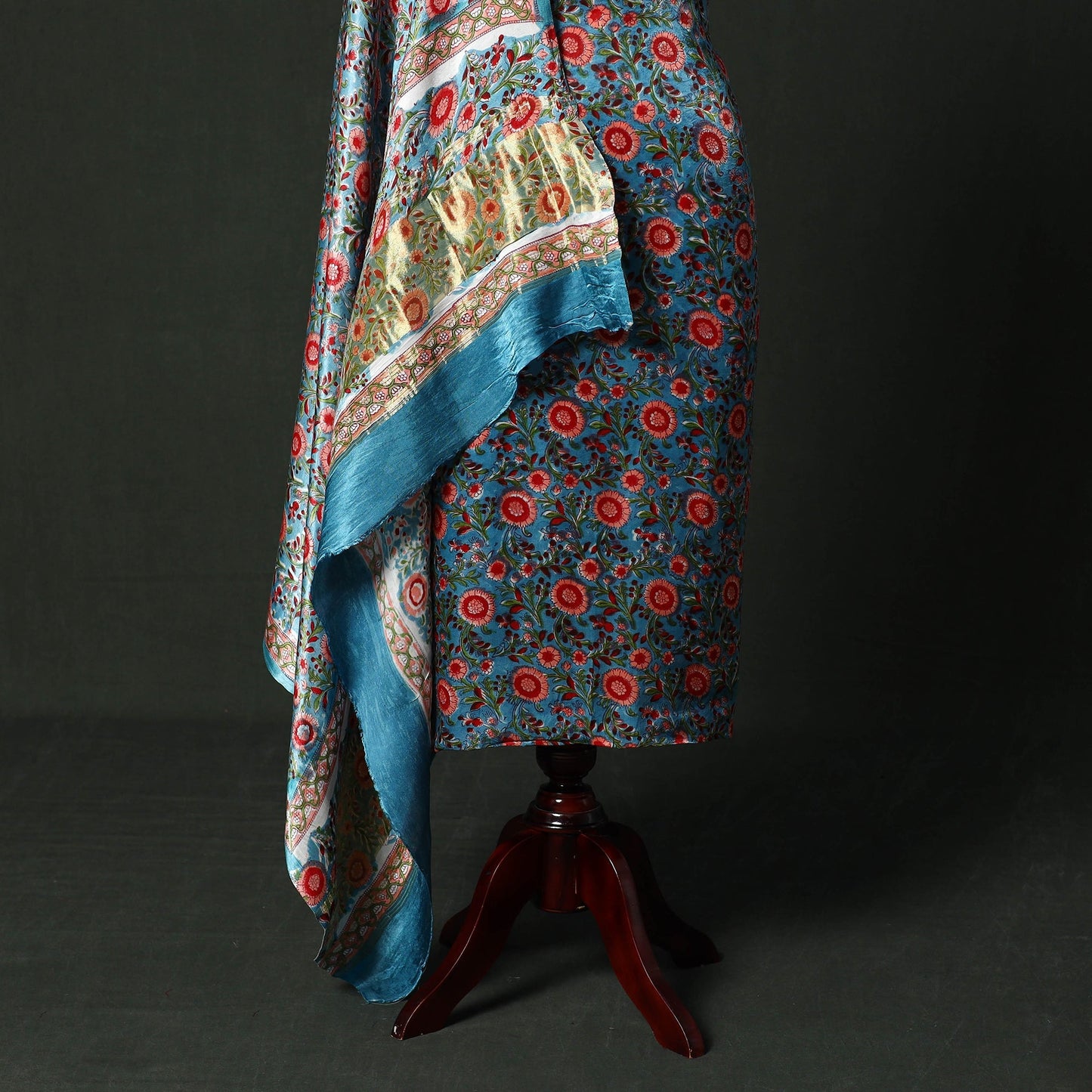 Modal silk hand block sanganeri print 2pc unstitched dress