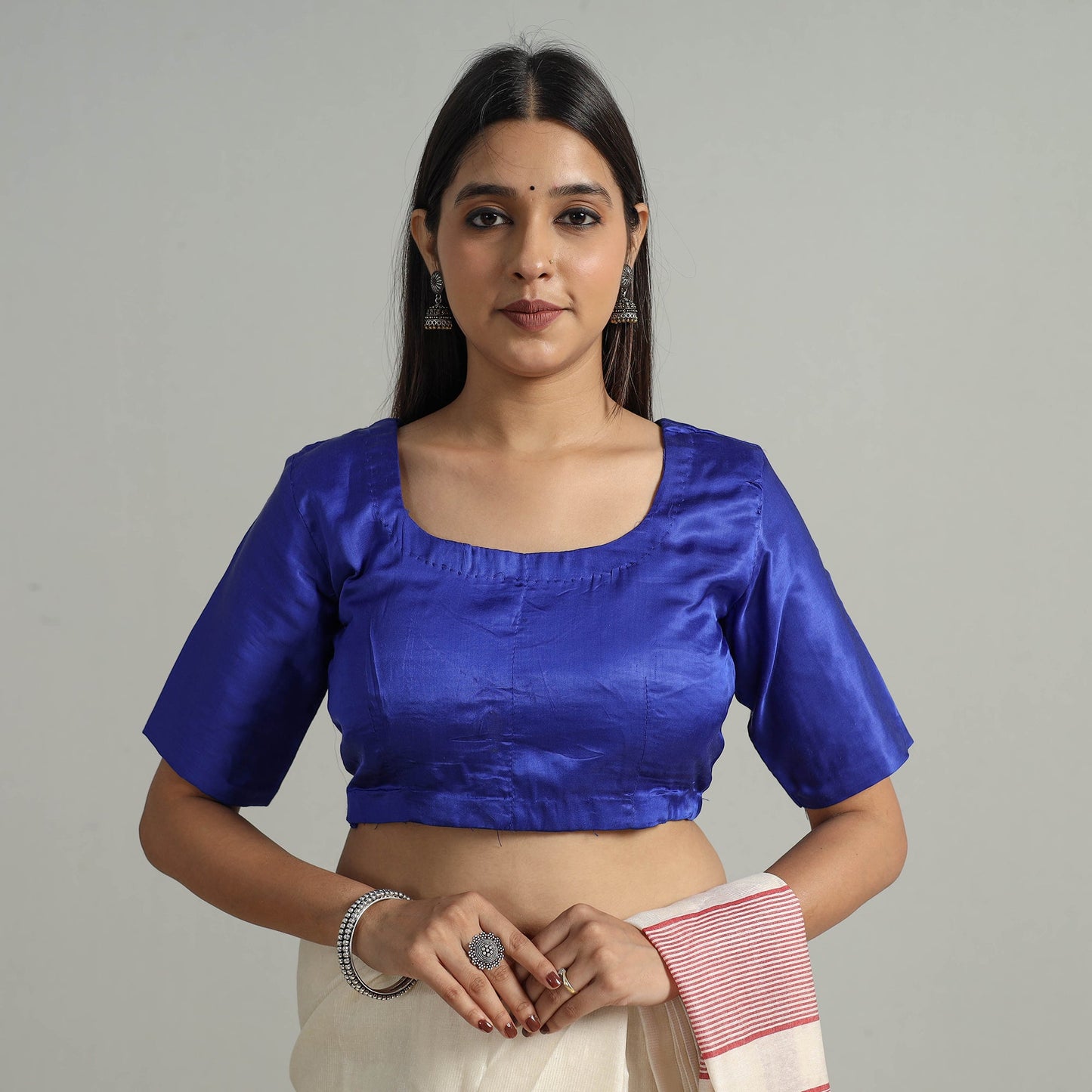 Buy Modal Silk Plain Stitched Blouse 02