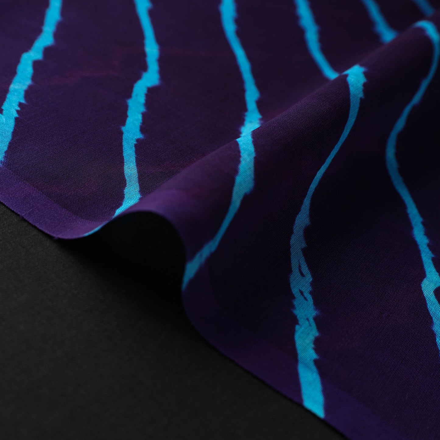 Blue - multicolour leheriya tie-dye chanderi silk fabric 07