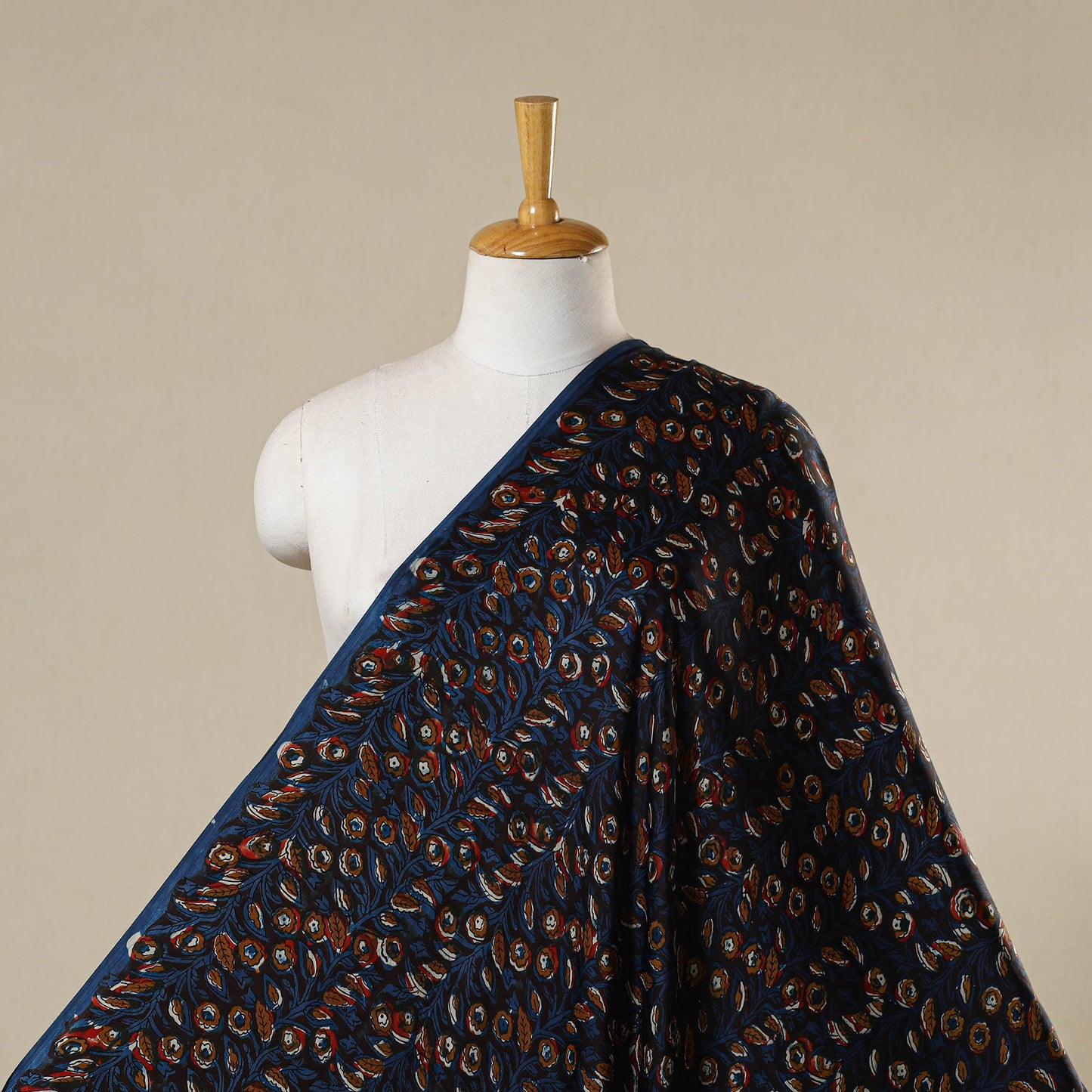Blue - natural dyed bagru modal silk fabric 16 - handcrafted
