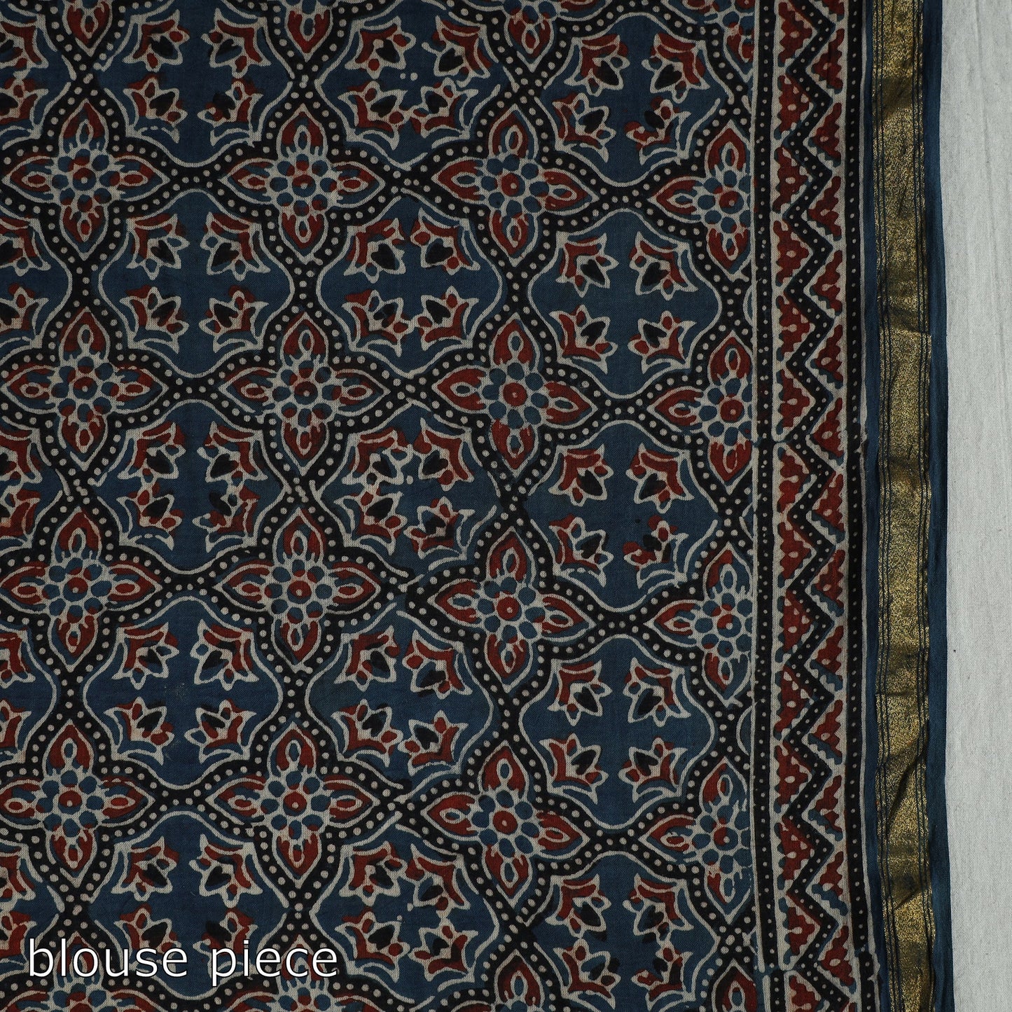 Buy Natural Dyed Block Print Cotton Ajrakh Saree