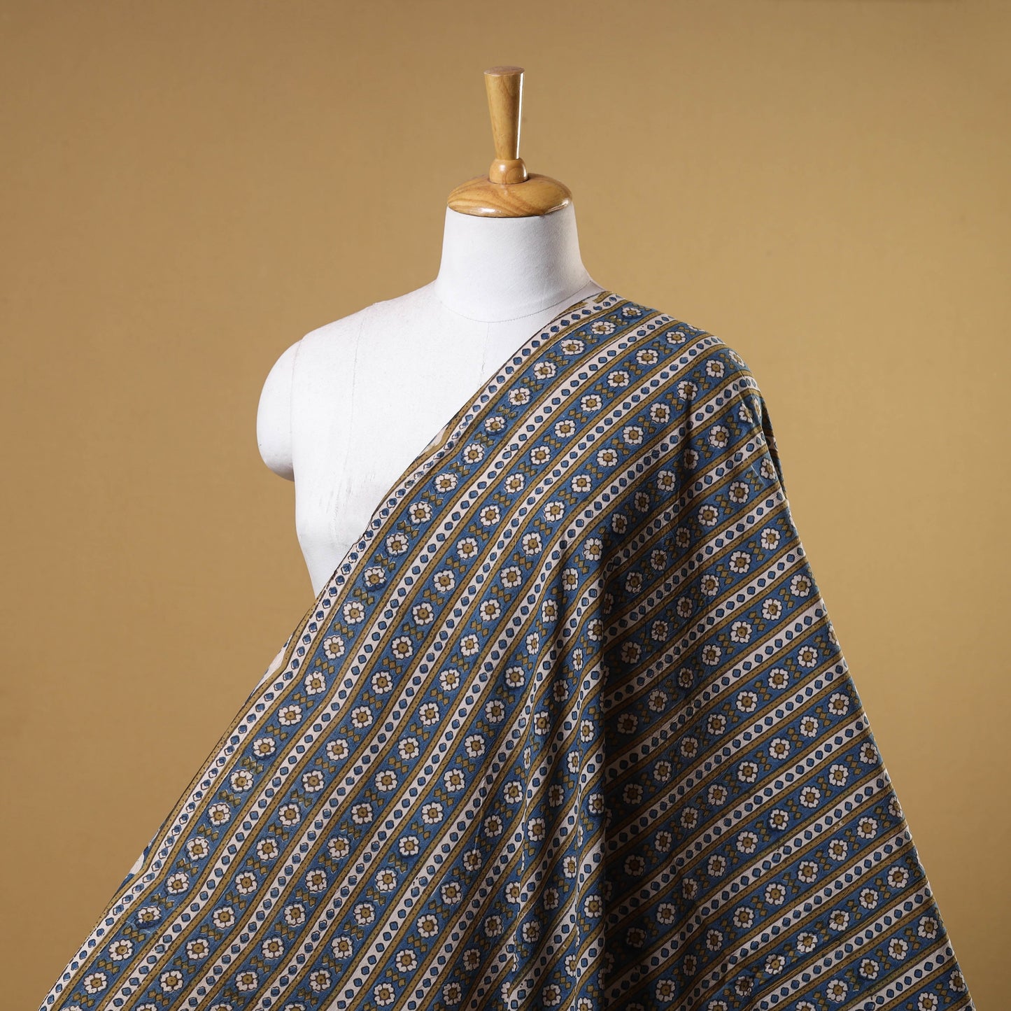 Blue - natural dyed cotton fabric 07 - handcrafted