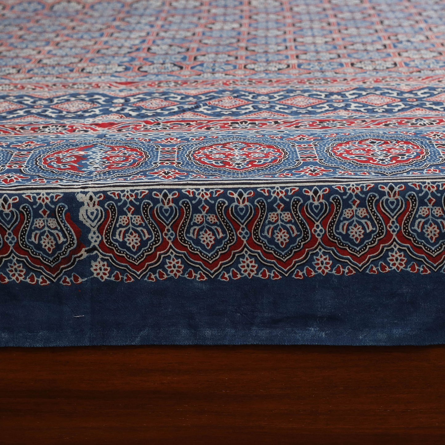 Blue - natural dyed cotton double bed sheet set 05