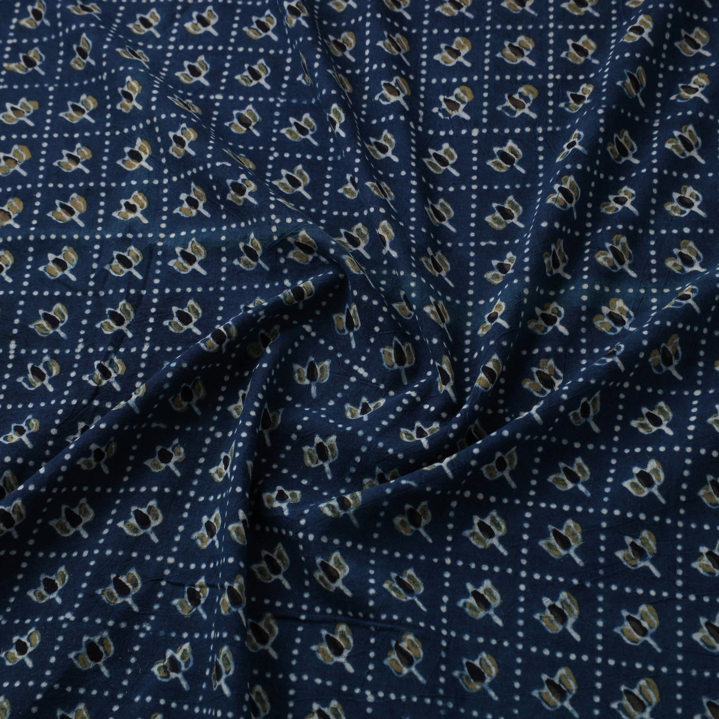 Blue - natural dyed cotton fabric 08 - handcrafted