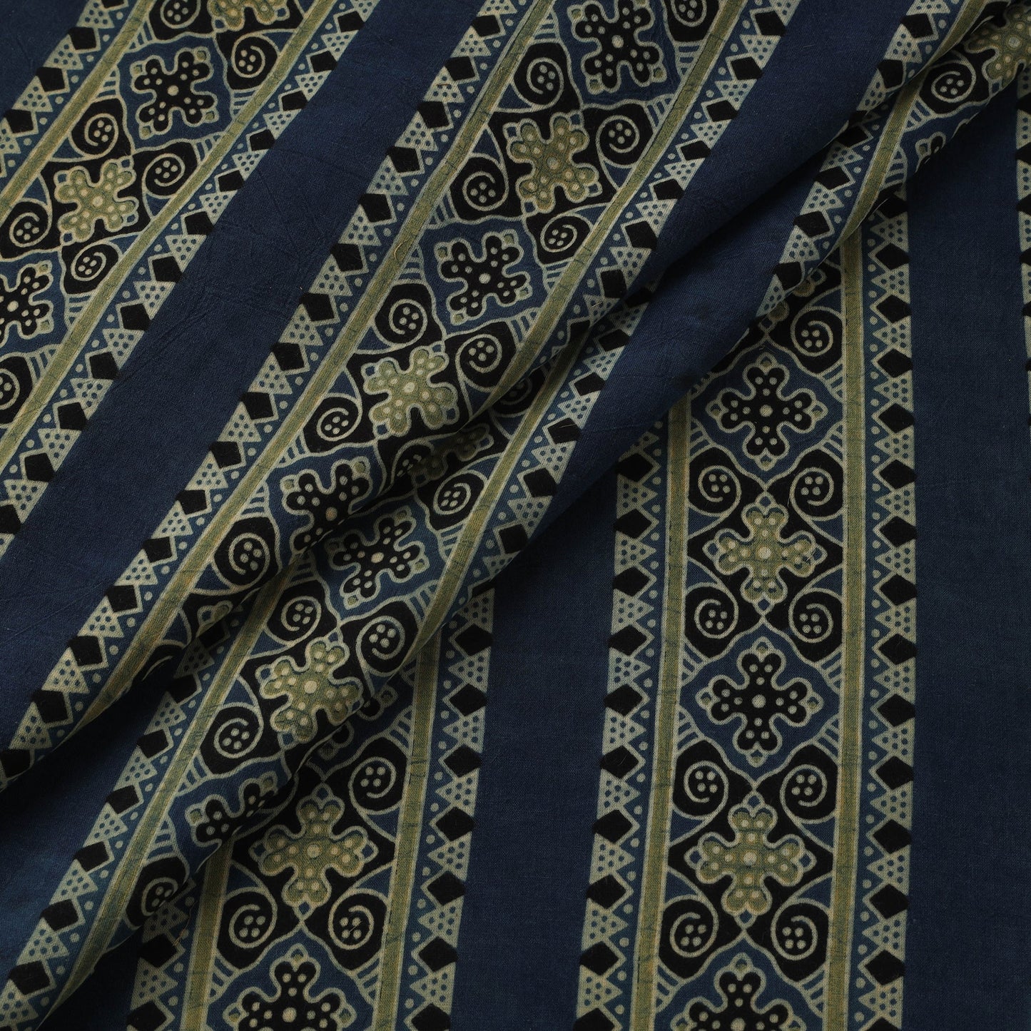 Natural dyed cotton kutch hand block ajrakh print fabric 07