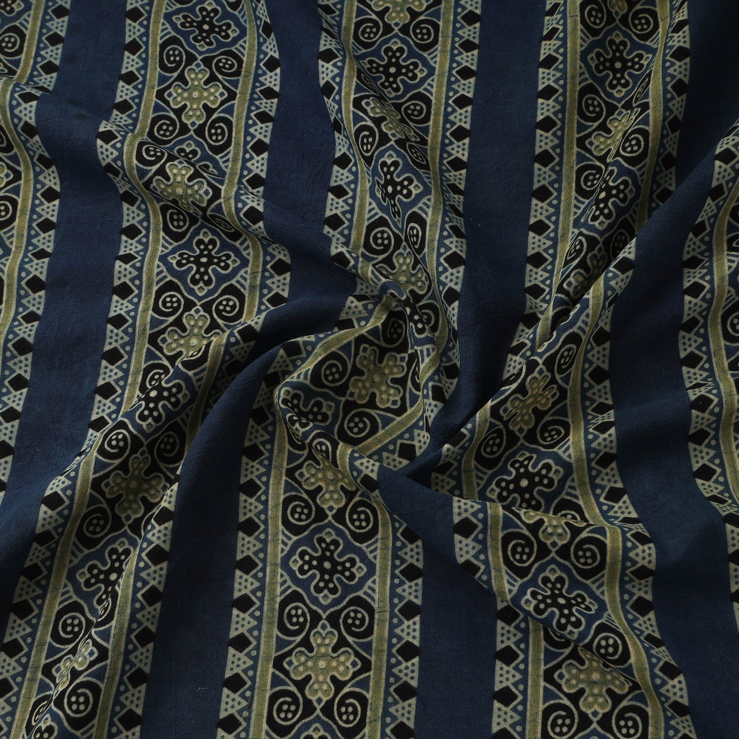 Natural dyed cotton kutch hand block ajrakh print fabric 07