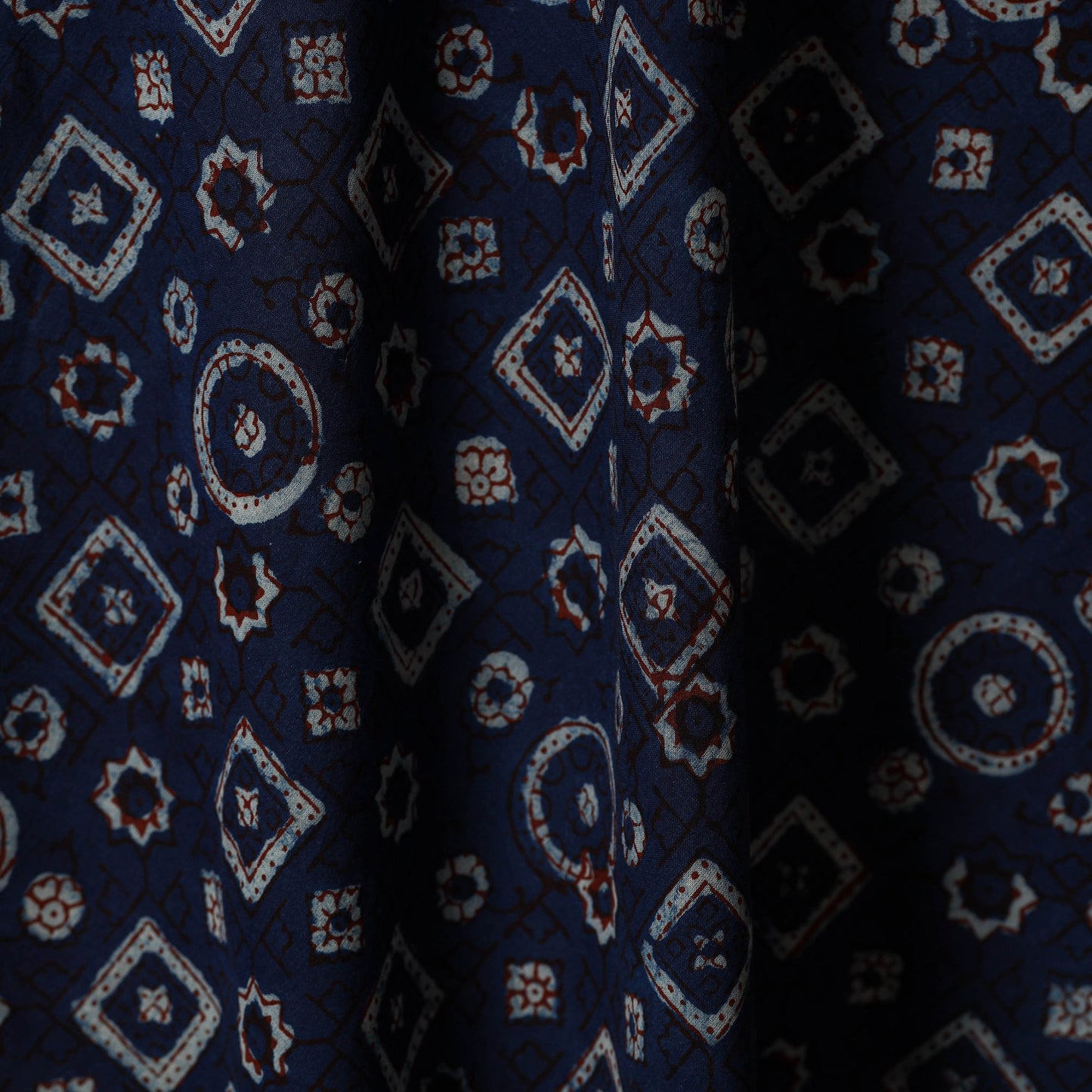 Blue - natural dyed cotton nandana fabric 01 - handcrafted