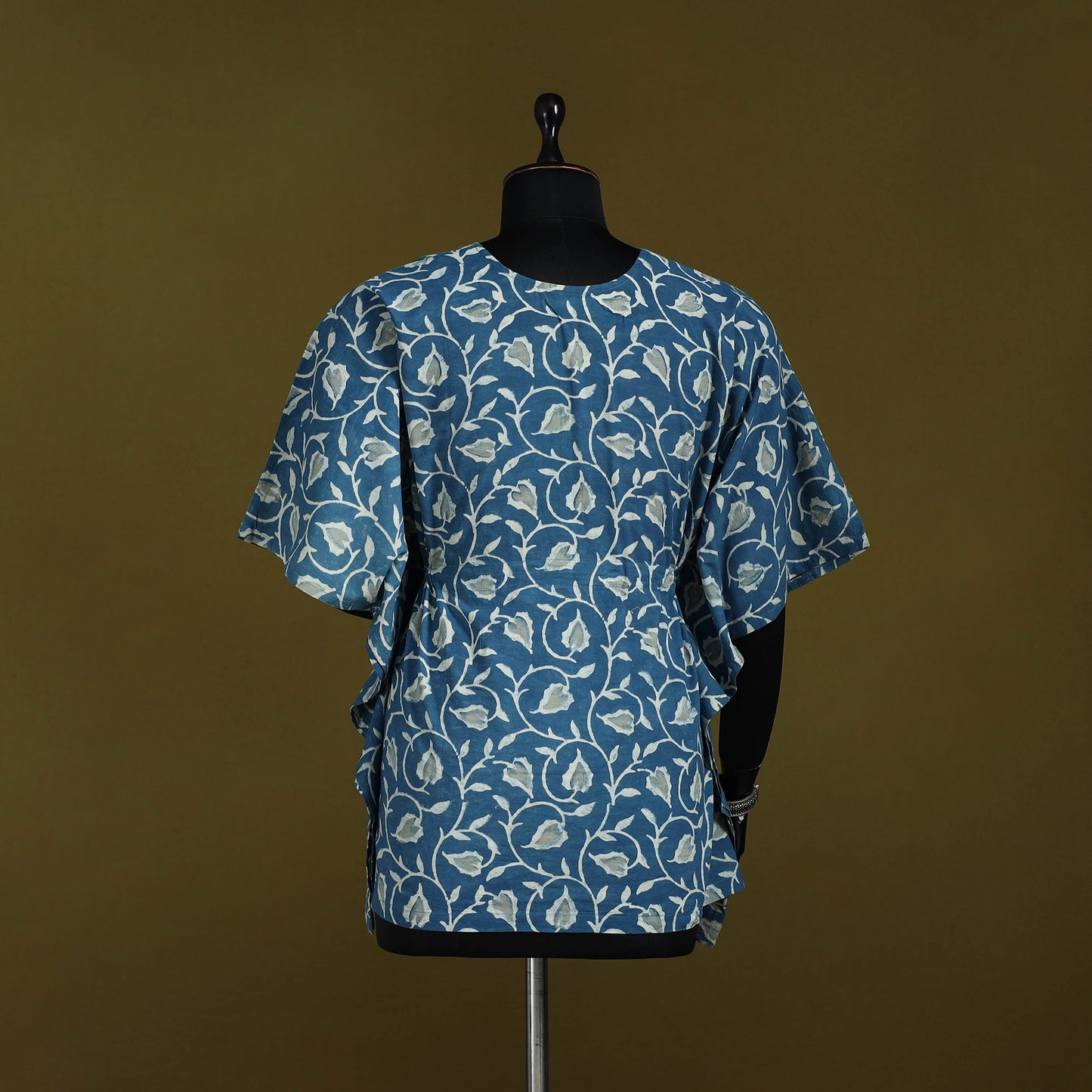 Natural dyed hand akola cotton short kaftan 46 - handcrafted