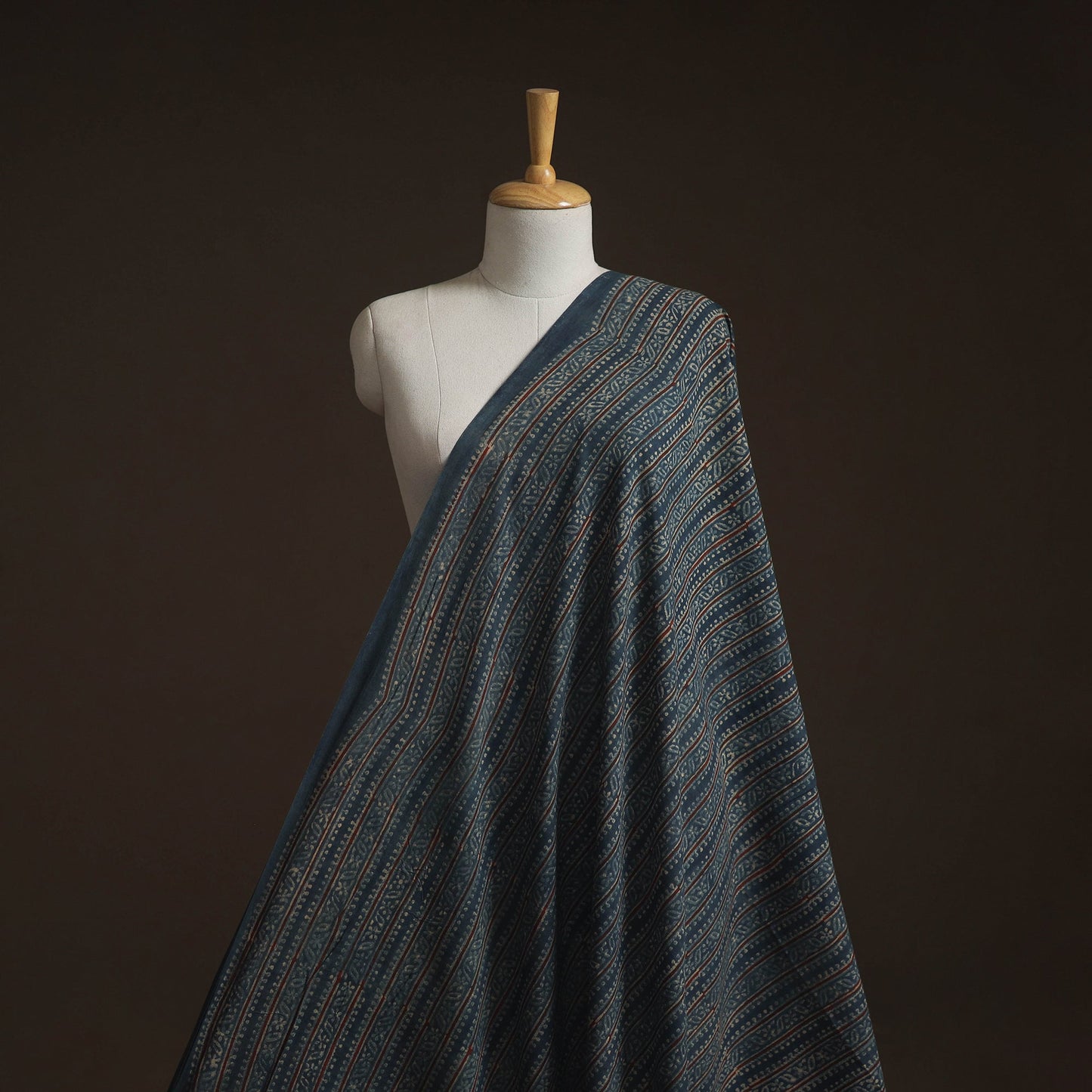 Natural dyed hand block cotton ajrakh print fabric 05