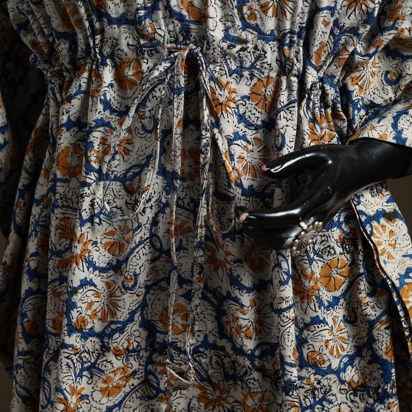Natural dyed hand block kalamkari print cotton kaftan