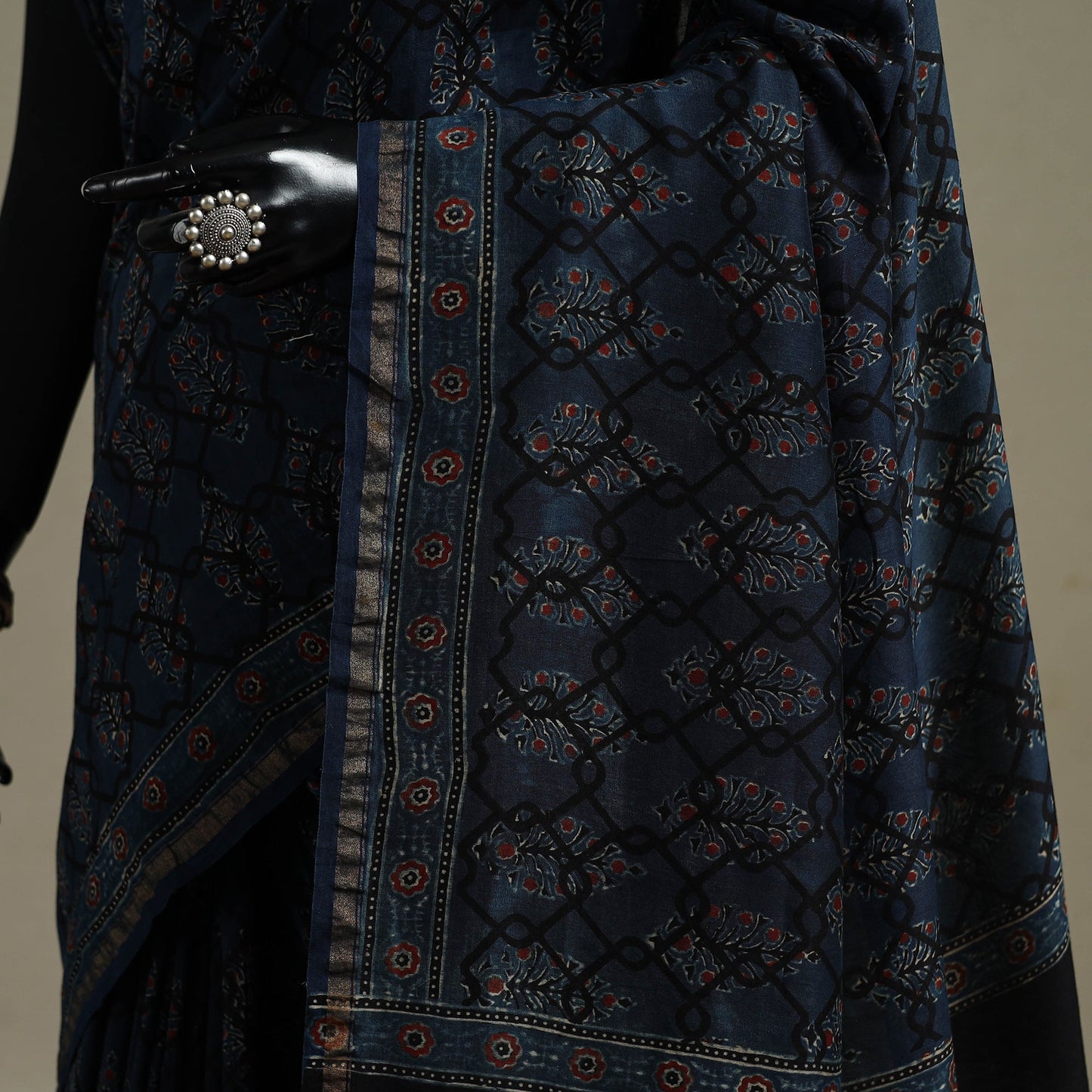 Natural dyed hand chanderi silk saree with tassels 02