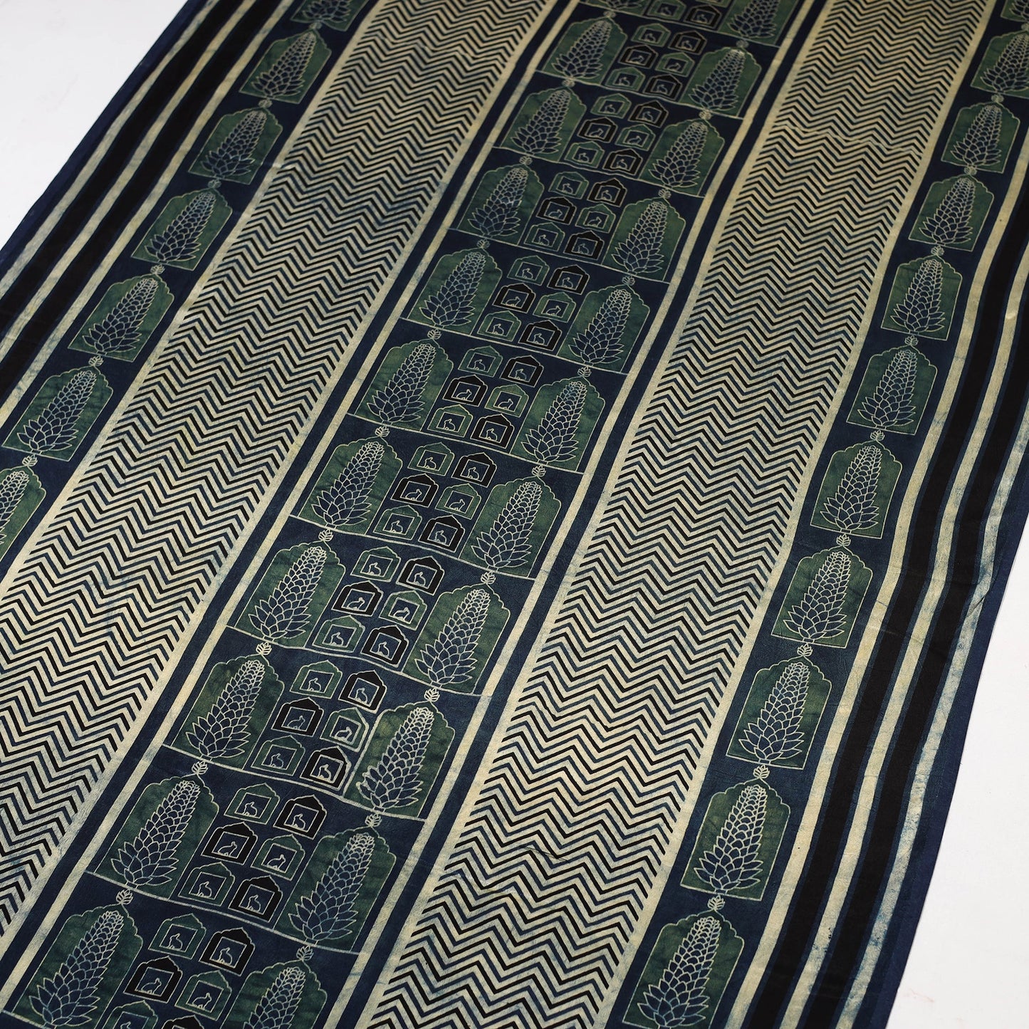 Blue - natural dyed mashru silk fabric 28 - handcrafted