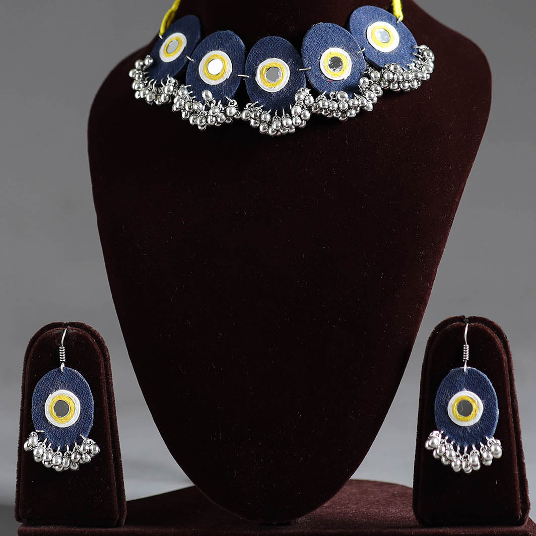 Blue - navratri special! Fabart german silver mirror work