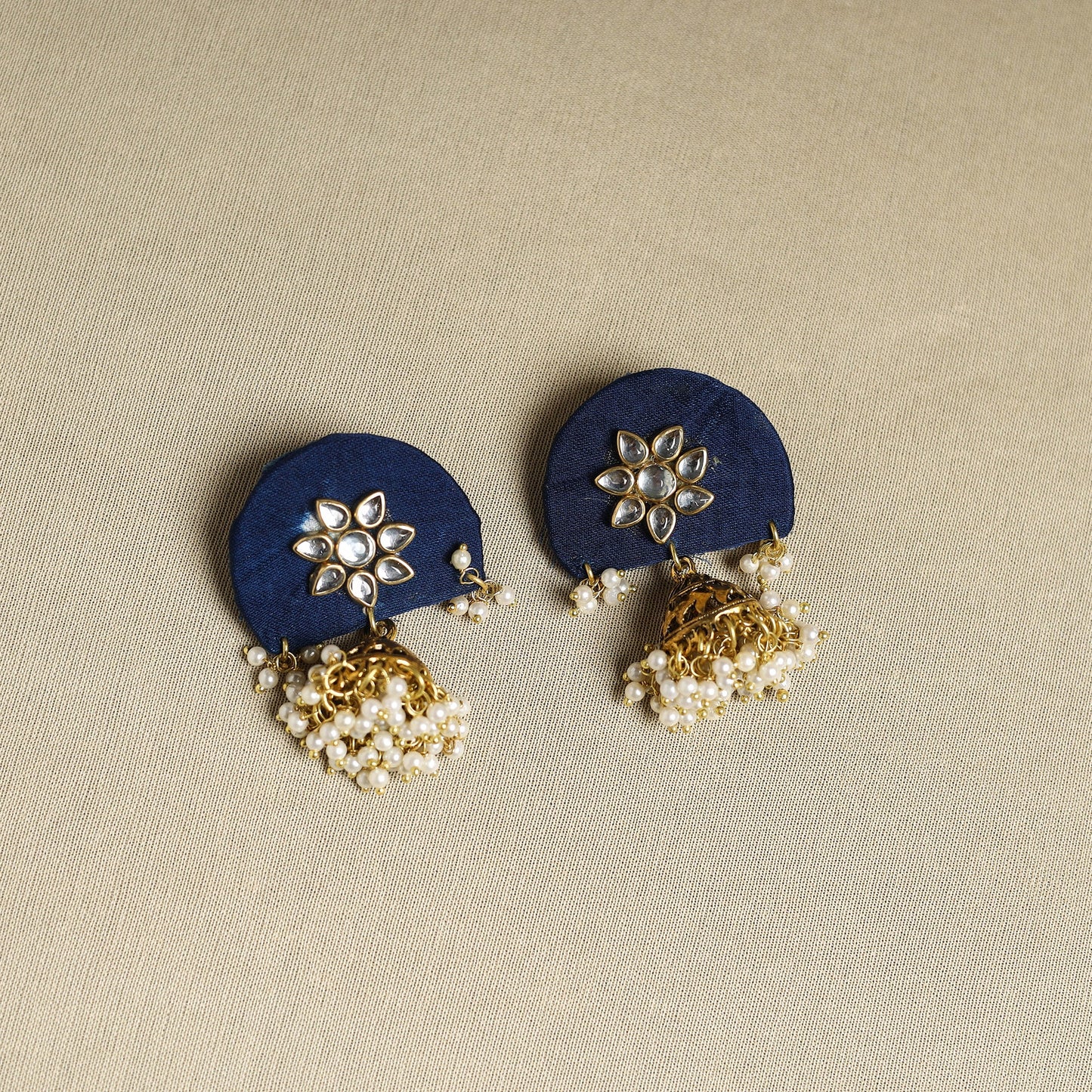 Blue Fabart Pearl & Stone Work Necklace Set