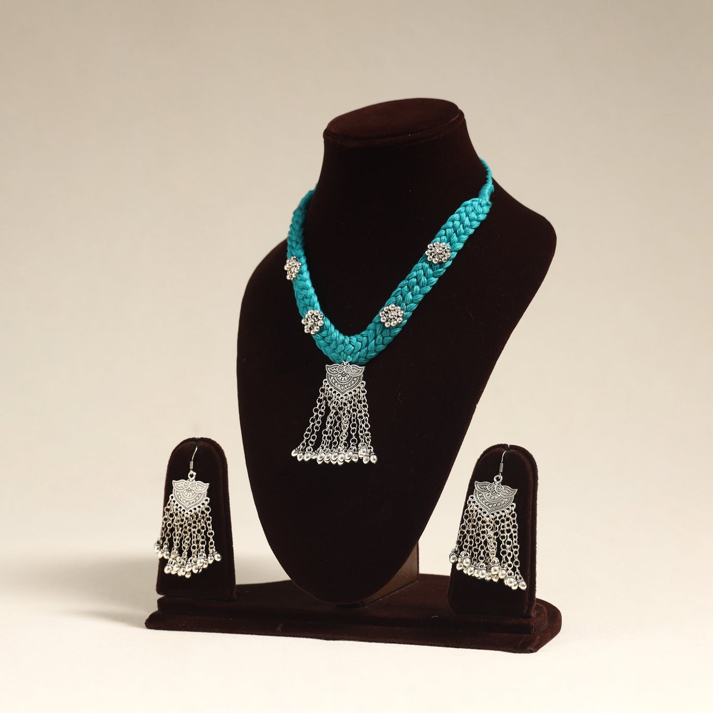 Blue - navratri special! German silver necklace set 50