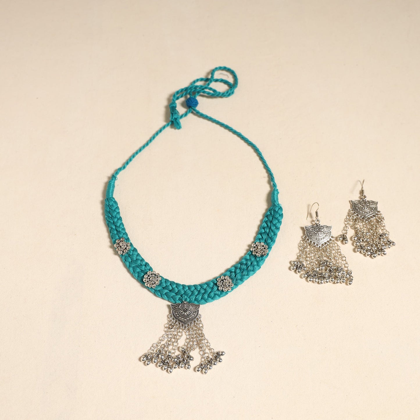 Blue - navratri special! German silver necklace set 50
