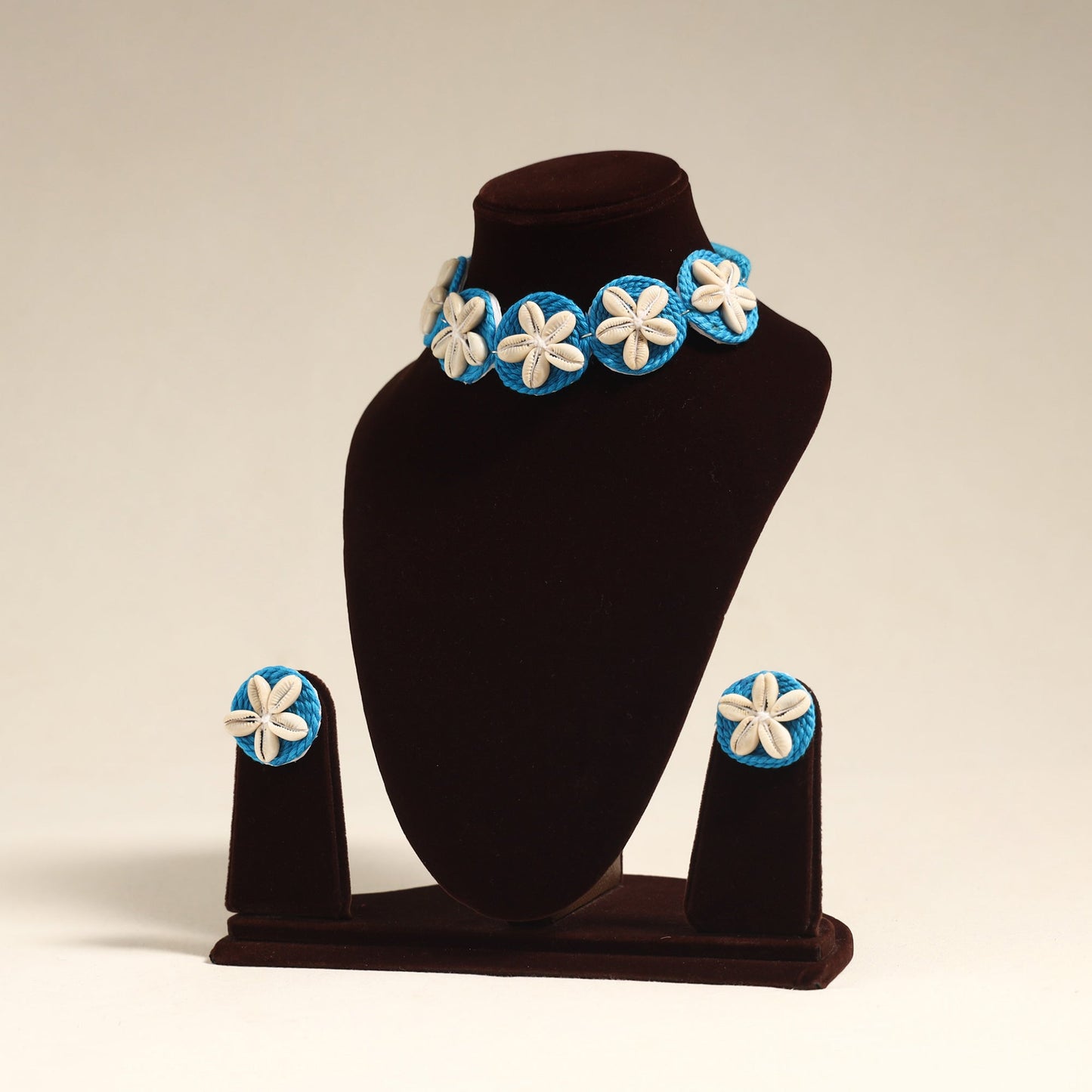 Blue - navratri special! Thread & shell work necklace set