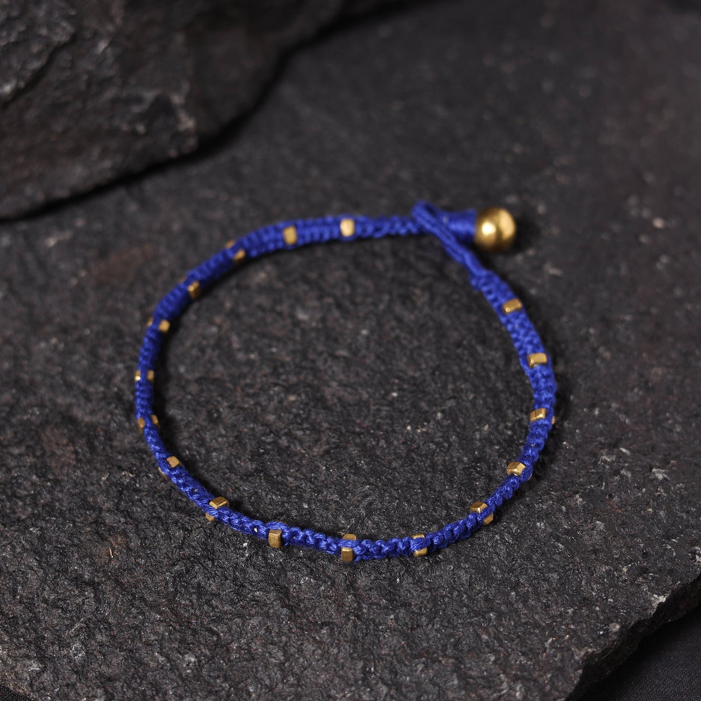 Blue - odisha dokra threadwork tribal anklet 05
