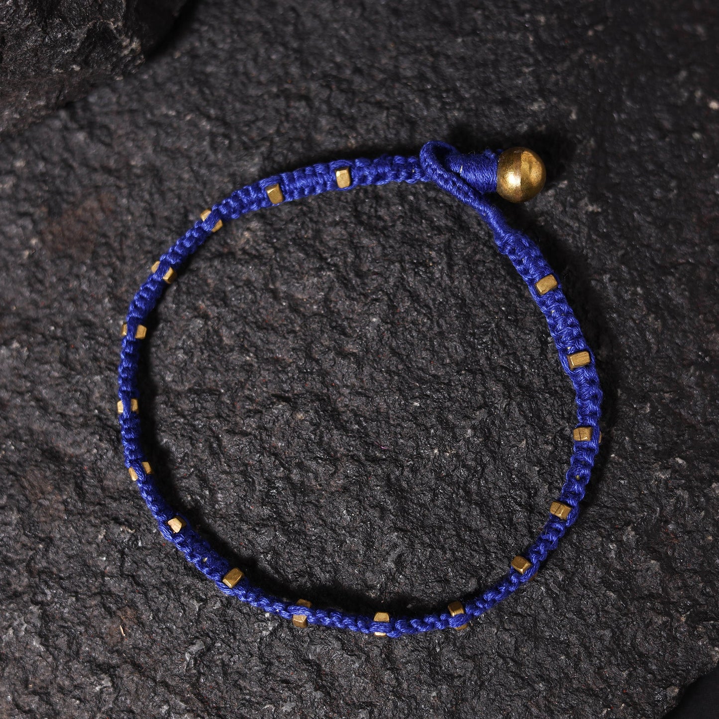 Blue - odisha dokra threadwork tribal anklet 05