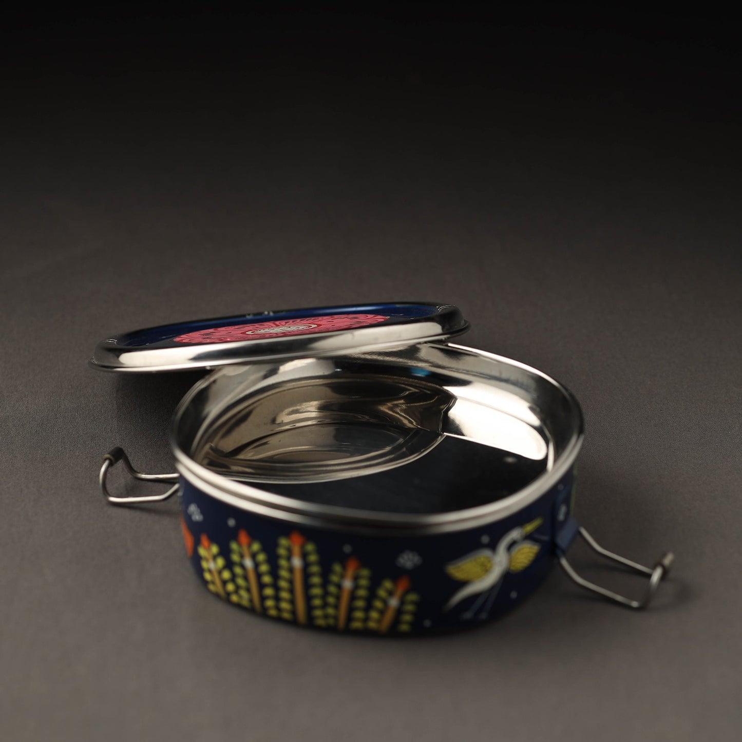 Odisha Pattachitra Handpainted Stainless Steel Chakra Lunch Box (6 x 6 in)