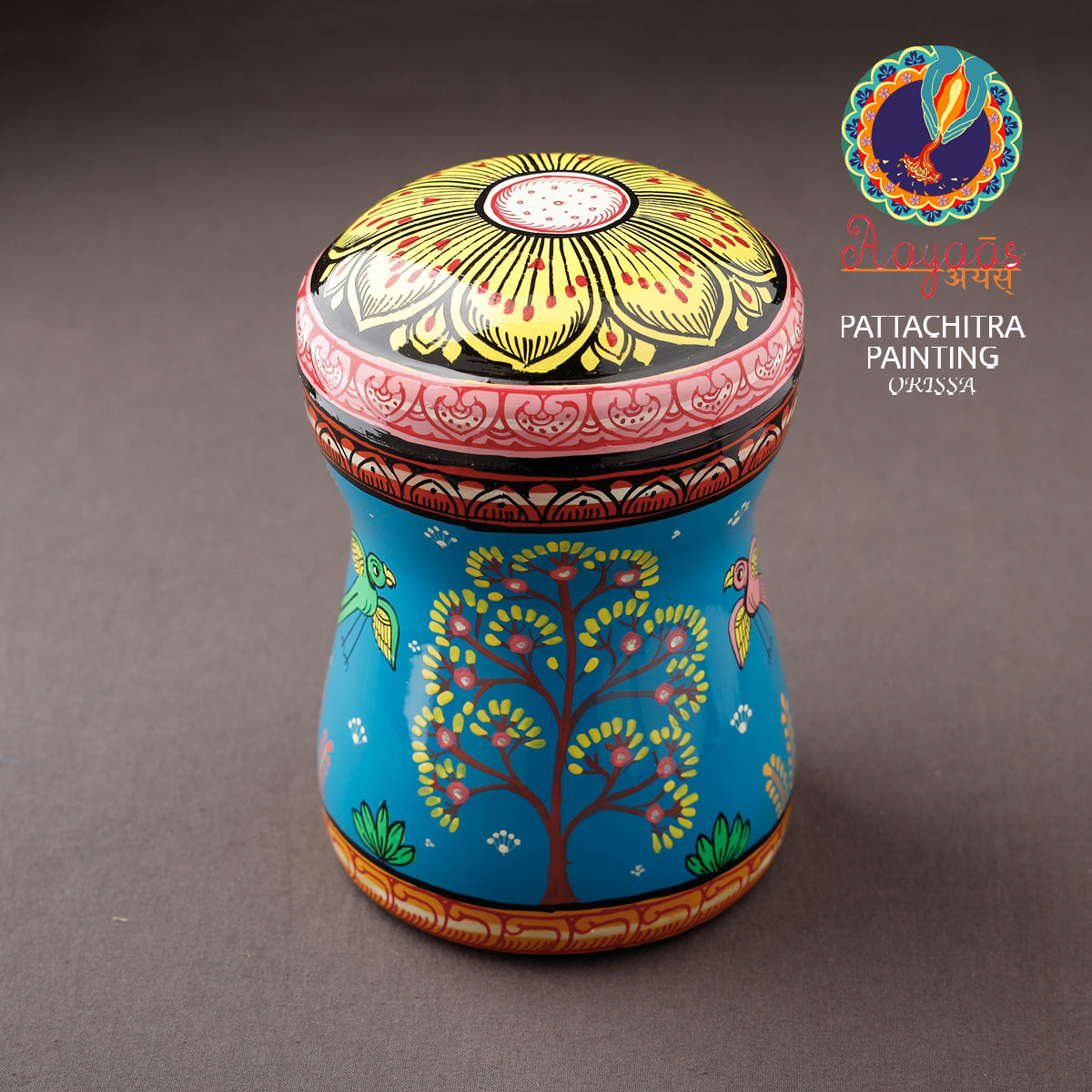 Blue Bengal Patua Handpainted Stainless Steel Canister