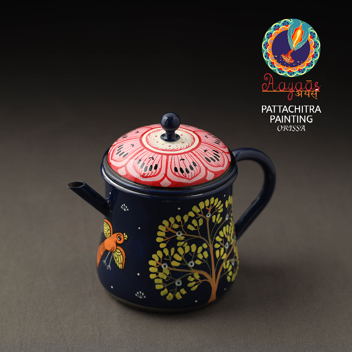 Odisha Pattachitra Handpainted Stainless Steel Tea Pot (500ml)