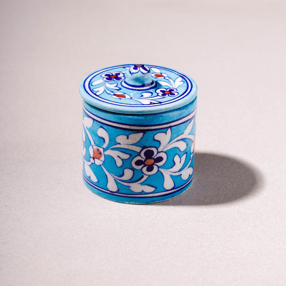 Original Blue Pottery Ceramic Barni/Storage Jar with Lid Online in India