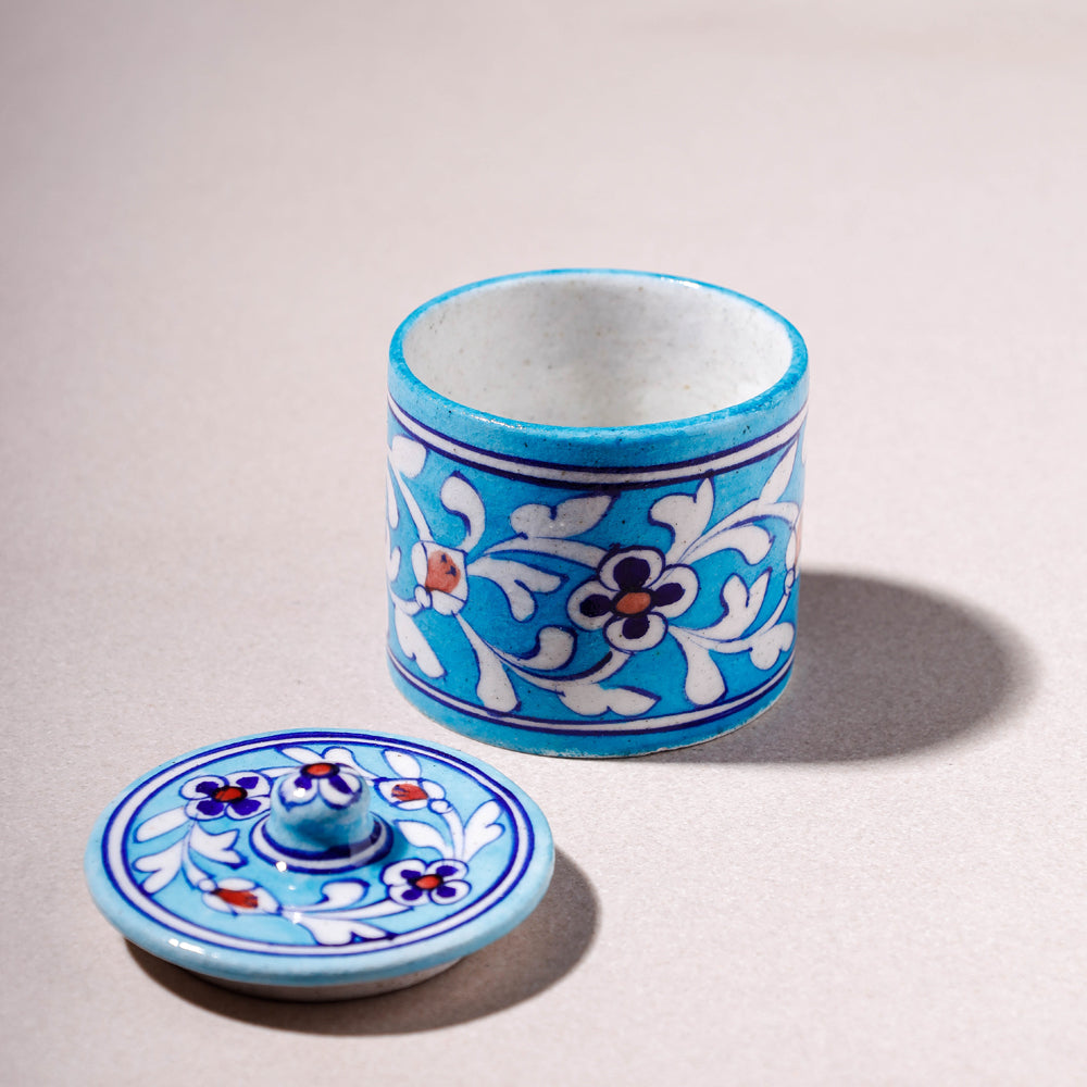 Original Blue Pottery Ceramic Barni/Storage Jar with Lid Online in India