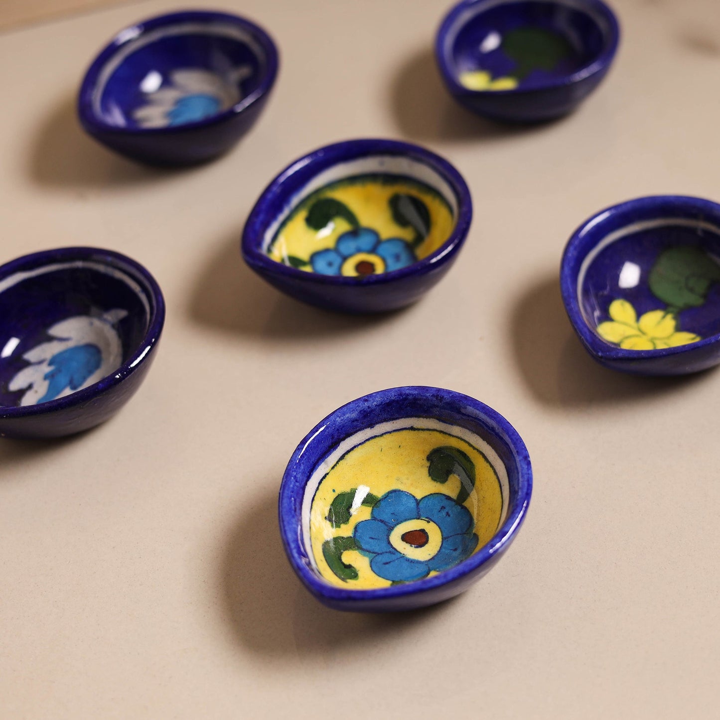 Blue - original pottery ceramic diyas (set of 6) 07
