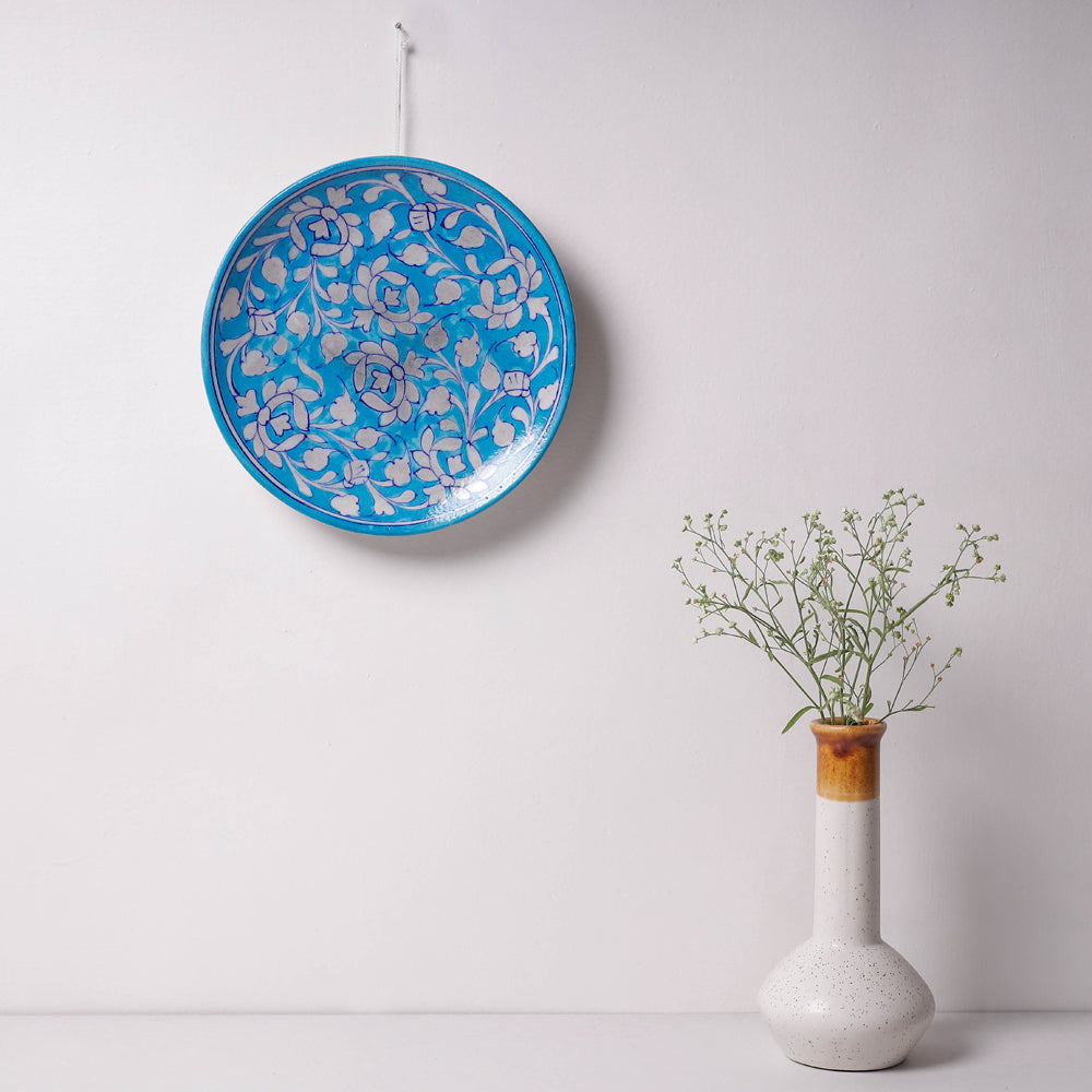 Original Blue Pottery Ceramic Plate/Wall Frame