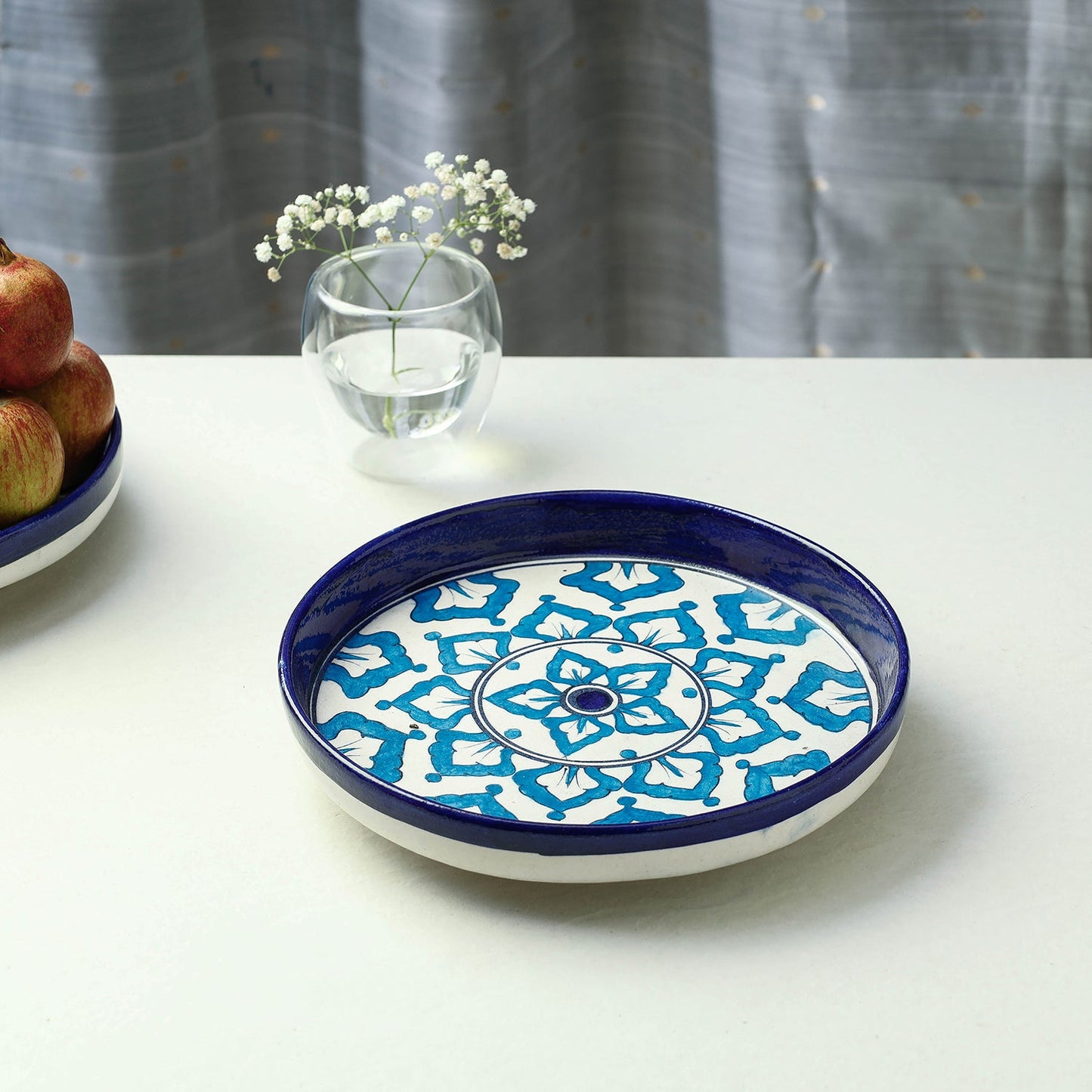 Original Blue Pottery Ceramic Blue Serving Plate
